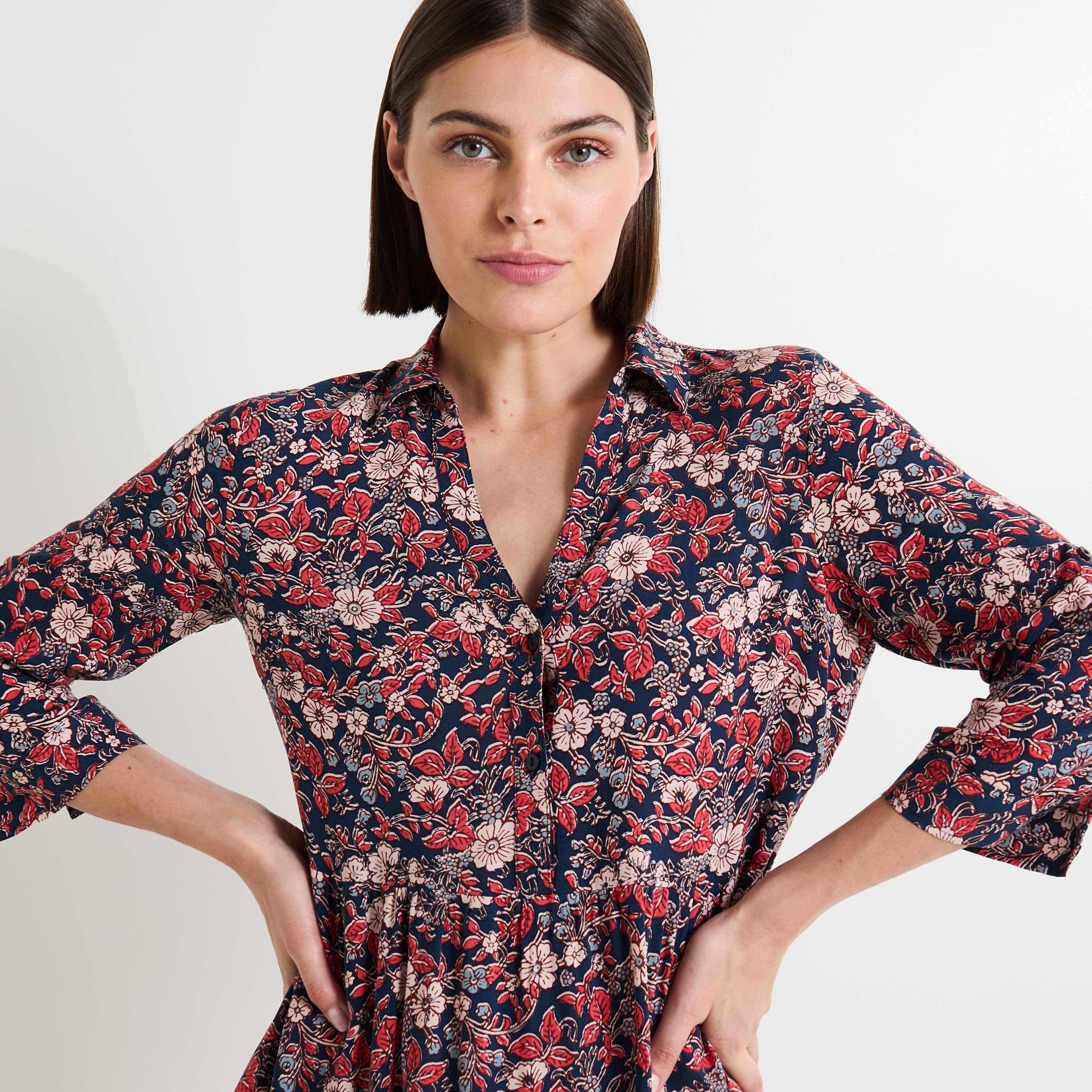 Robe col chemise femme