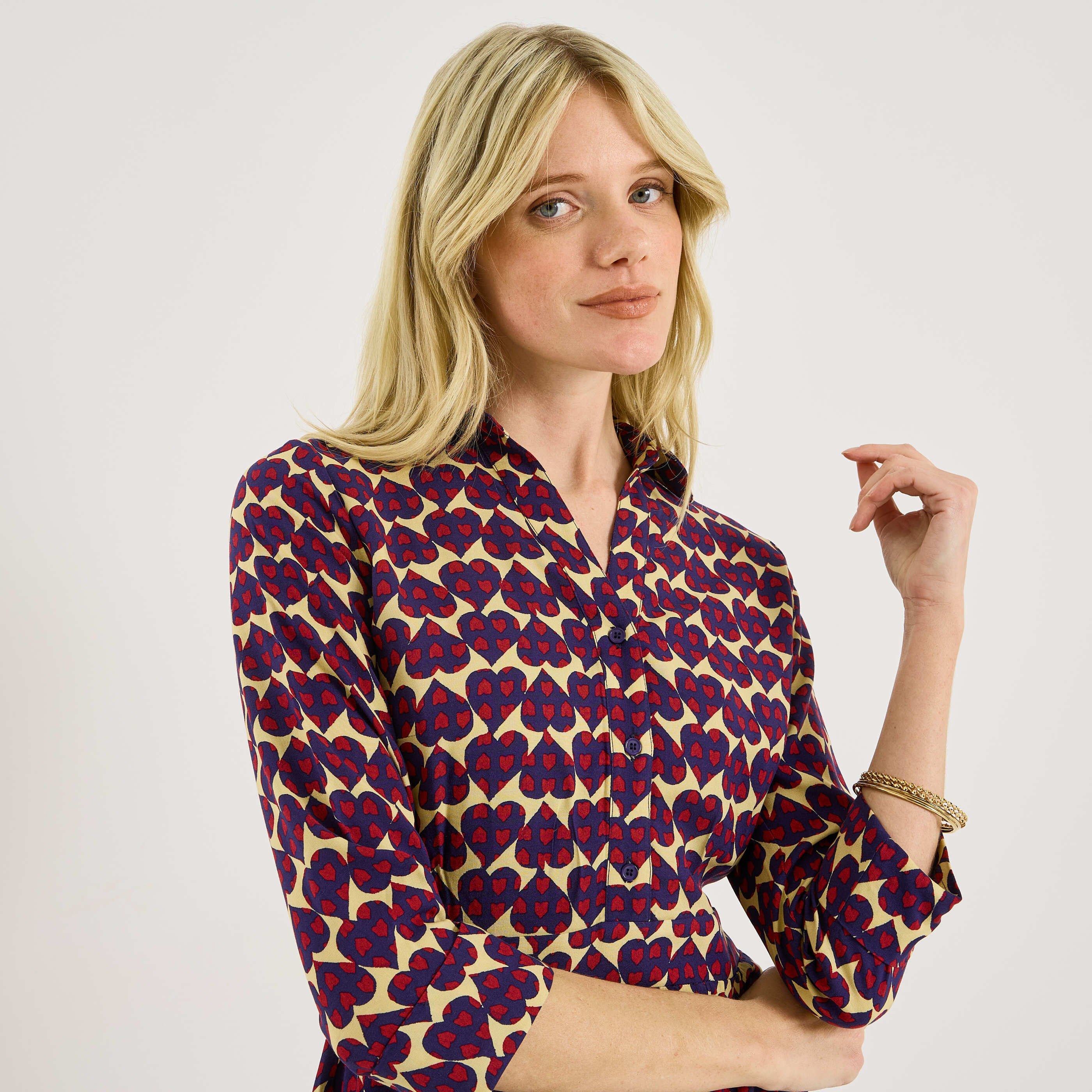 Robe longueur genou imprim&eacute; c&oelig;ur 