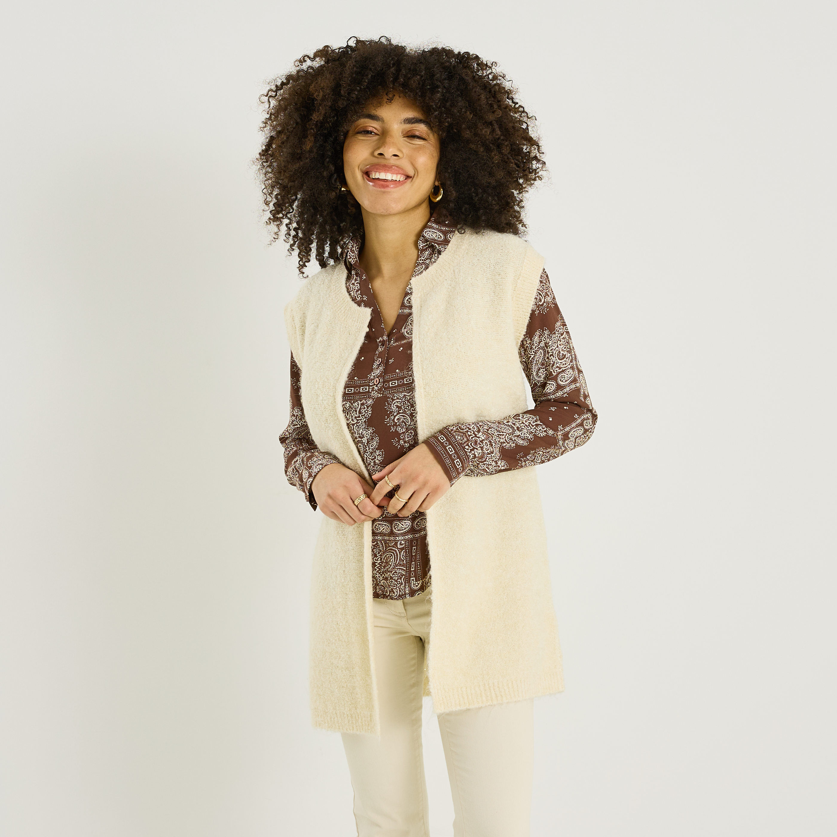 Gilet long sans manches femme