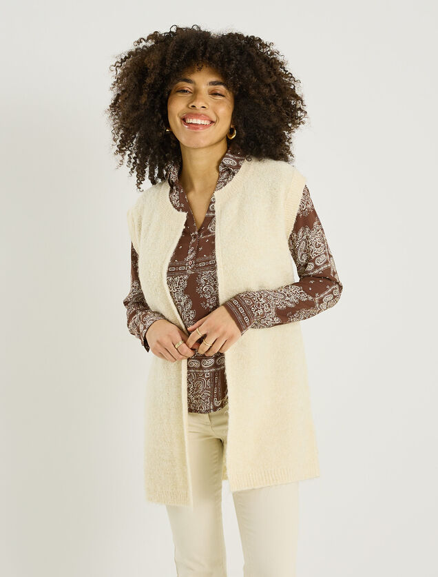 Gilet long sans manches femme