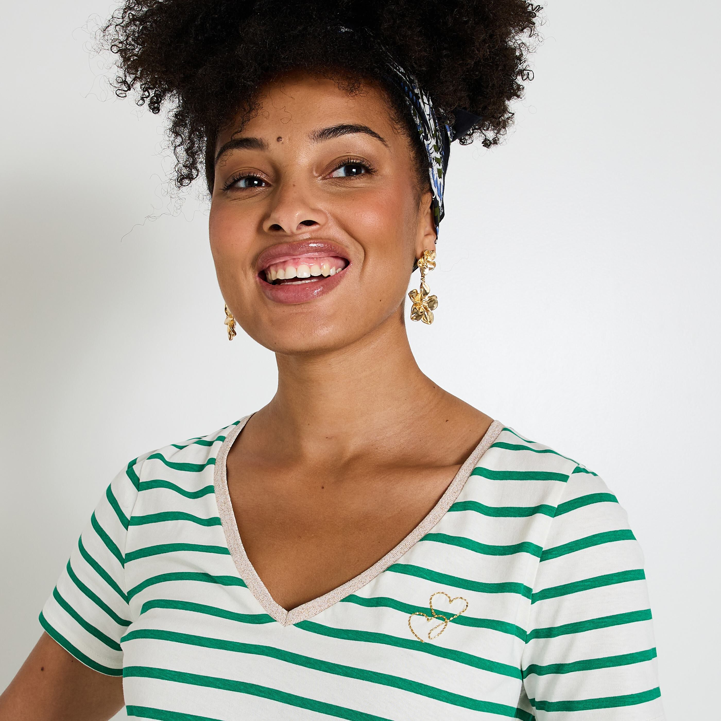 Tshirt ray&eacute; femme
