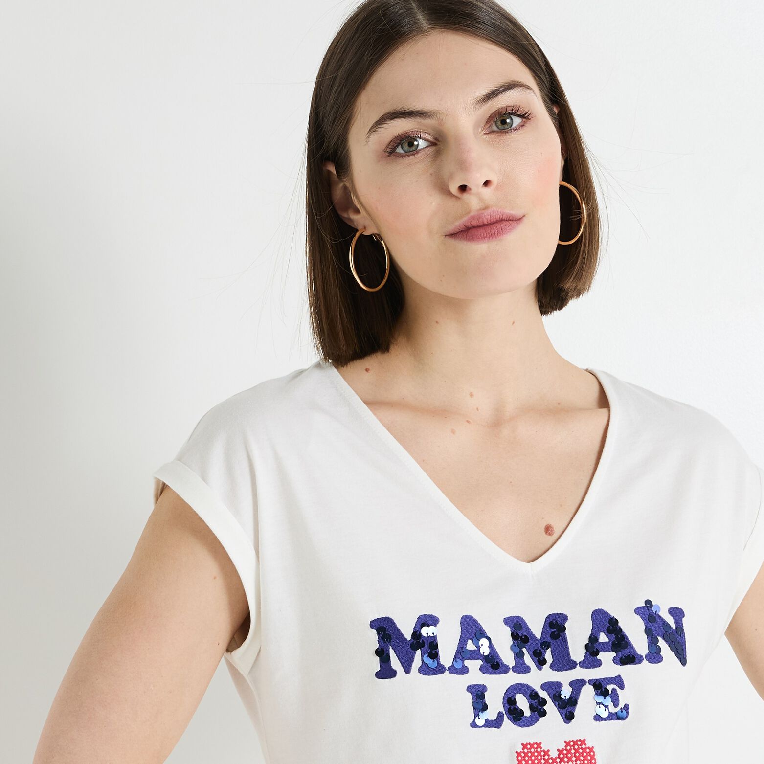 T-shirt col V femme