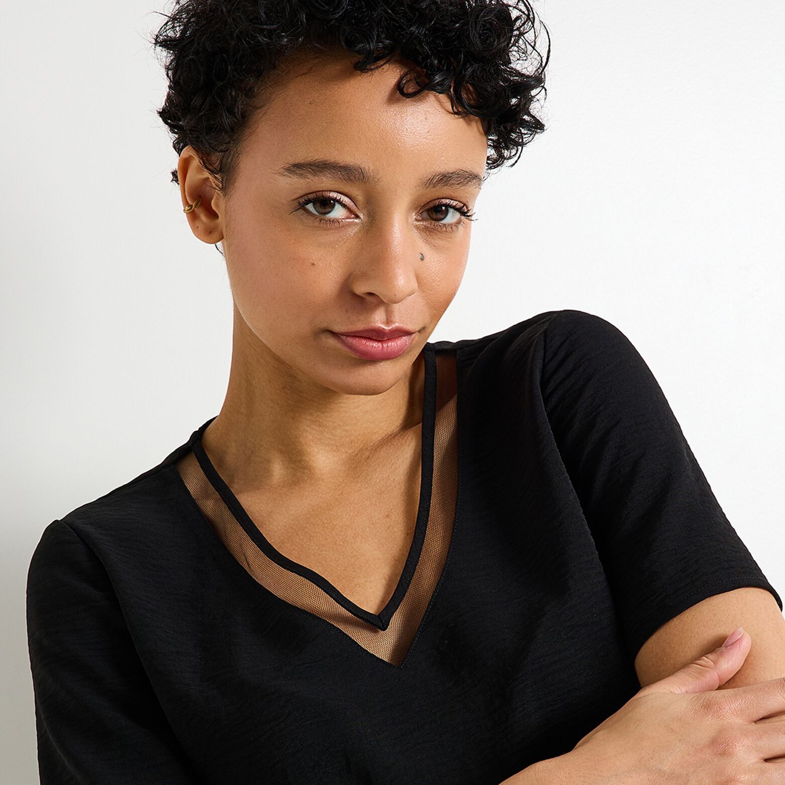 Blouse col V femme