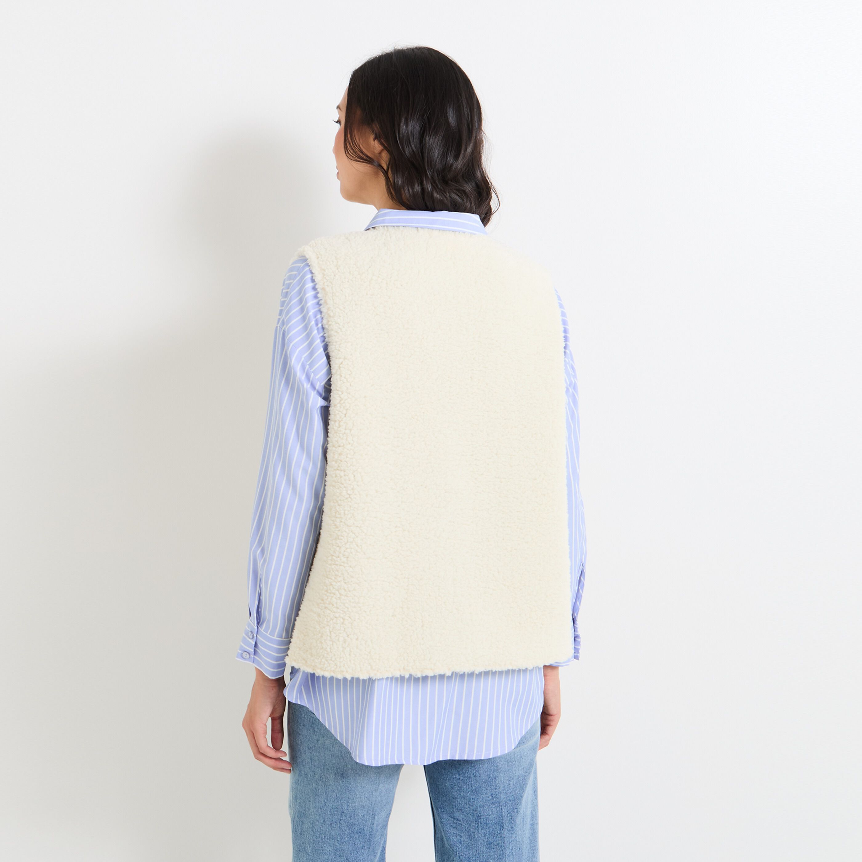 Gilet moumoute sans manche femme ECRU Graindemalice