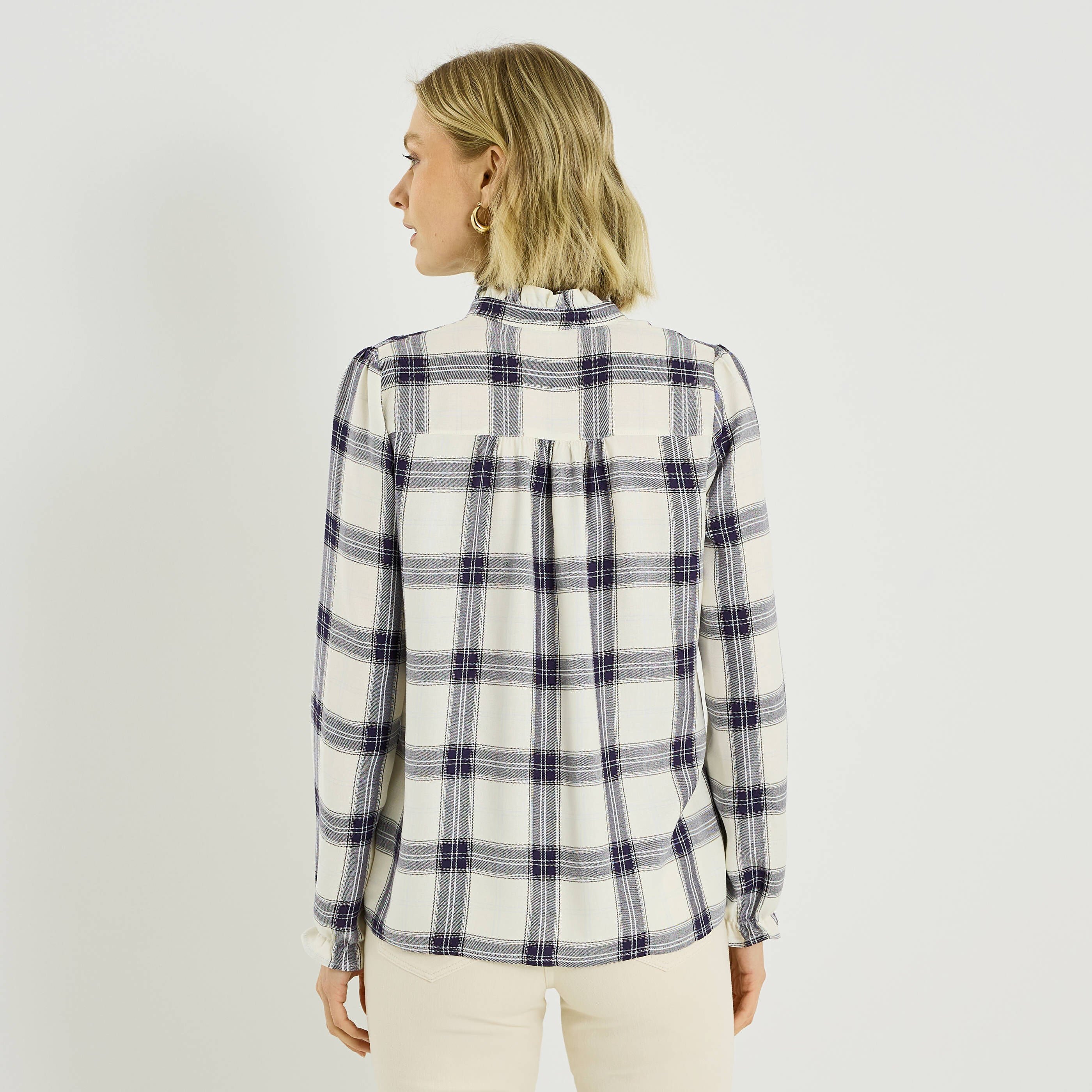 Blouse &agrave; carreaux femme