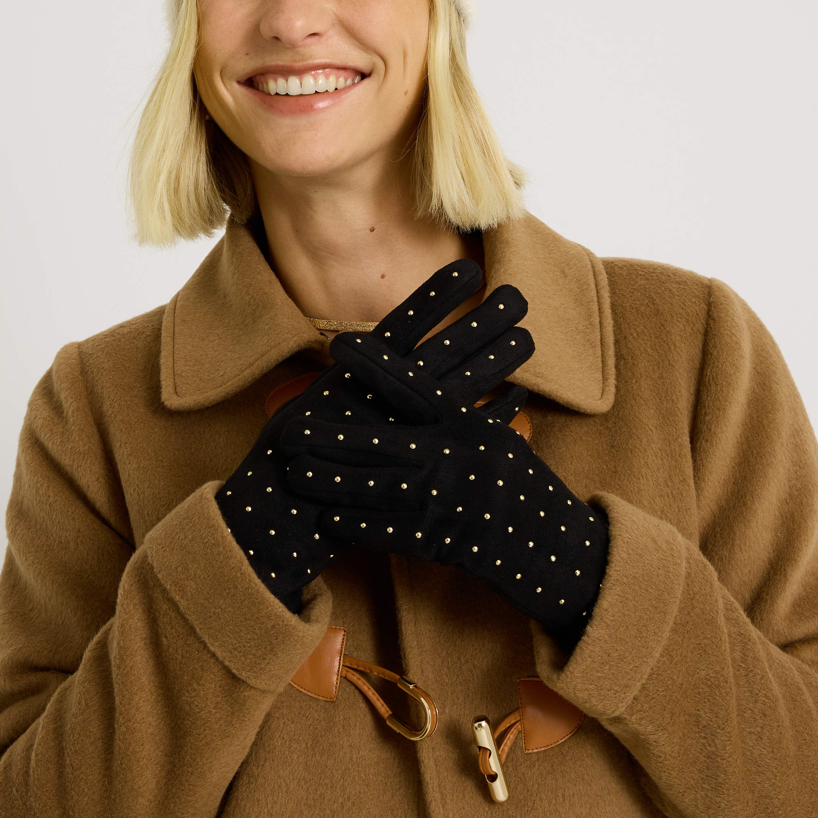 Gants maille petits clous femme