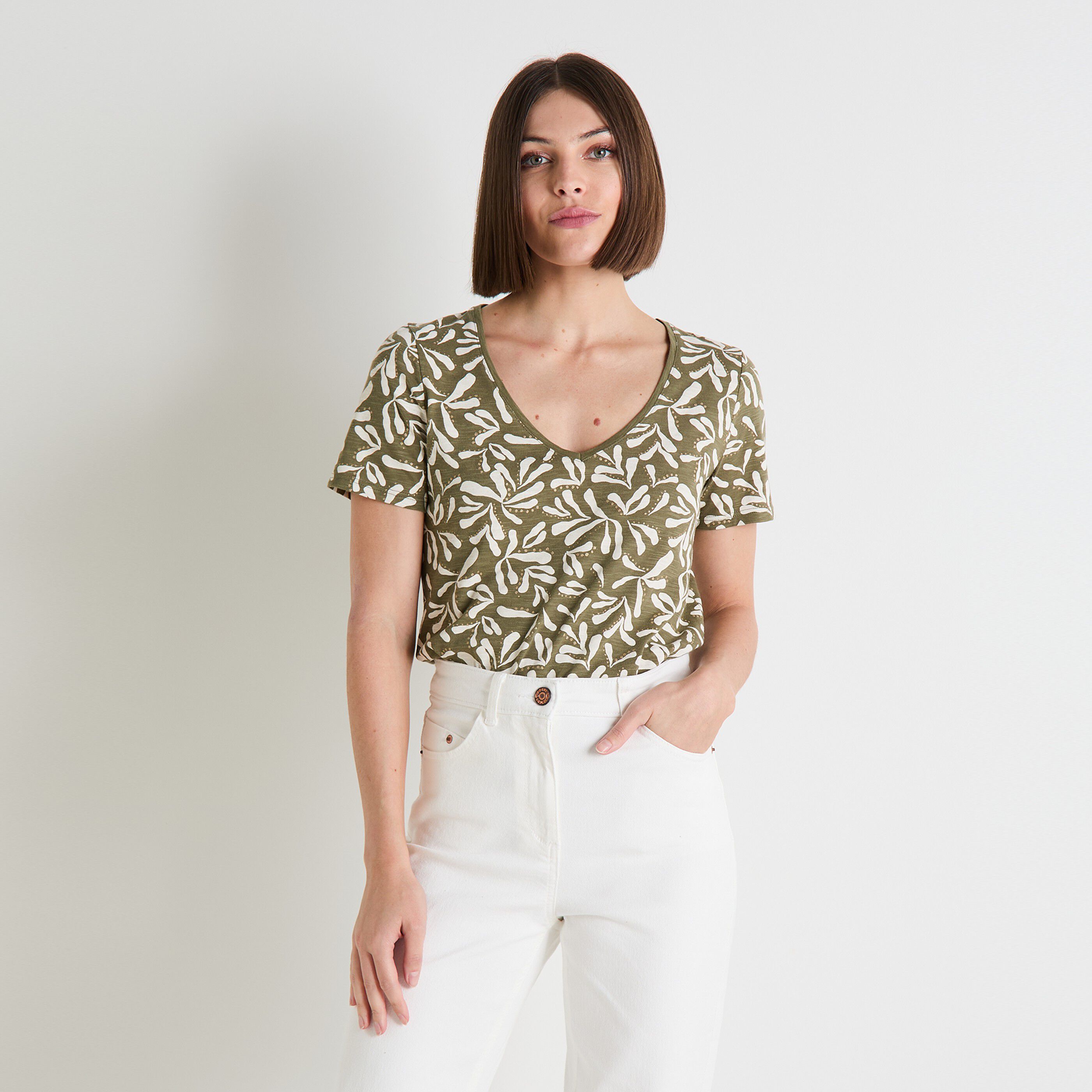 T-shirt col V femme