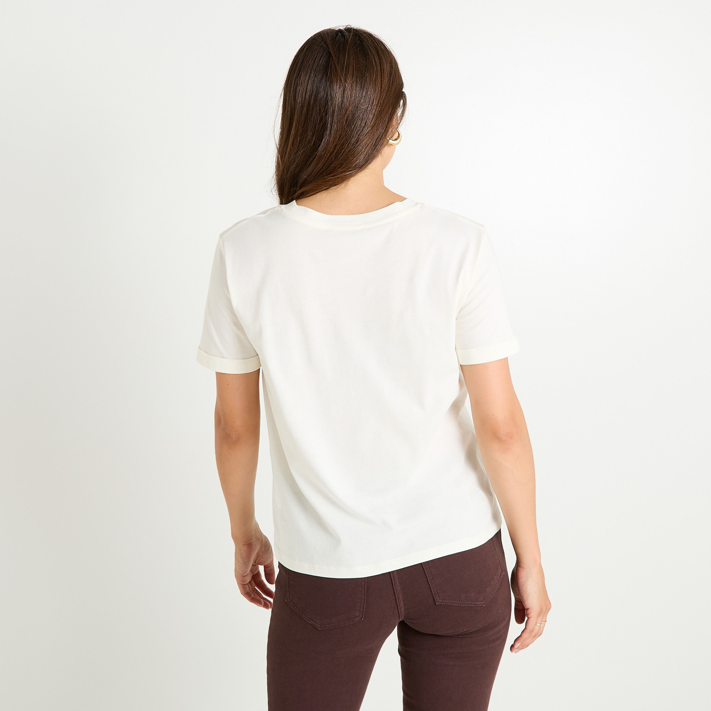 T-shirt graphique &agrave; col rond femme