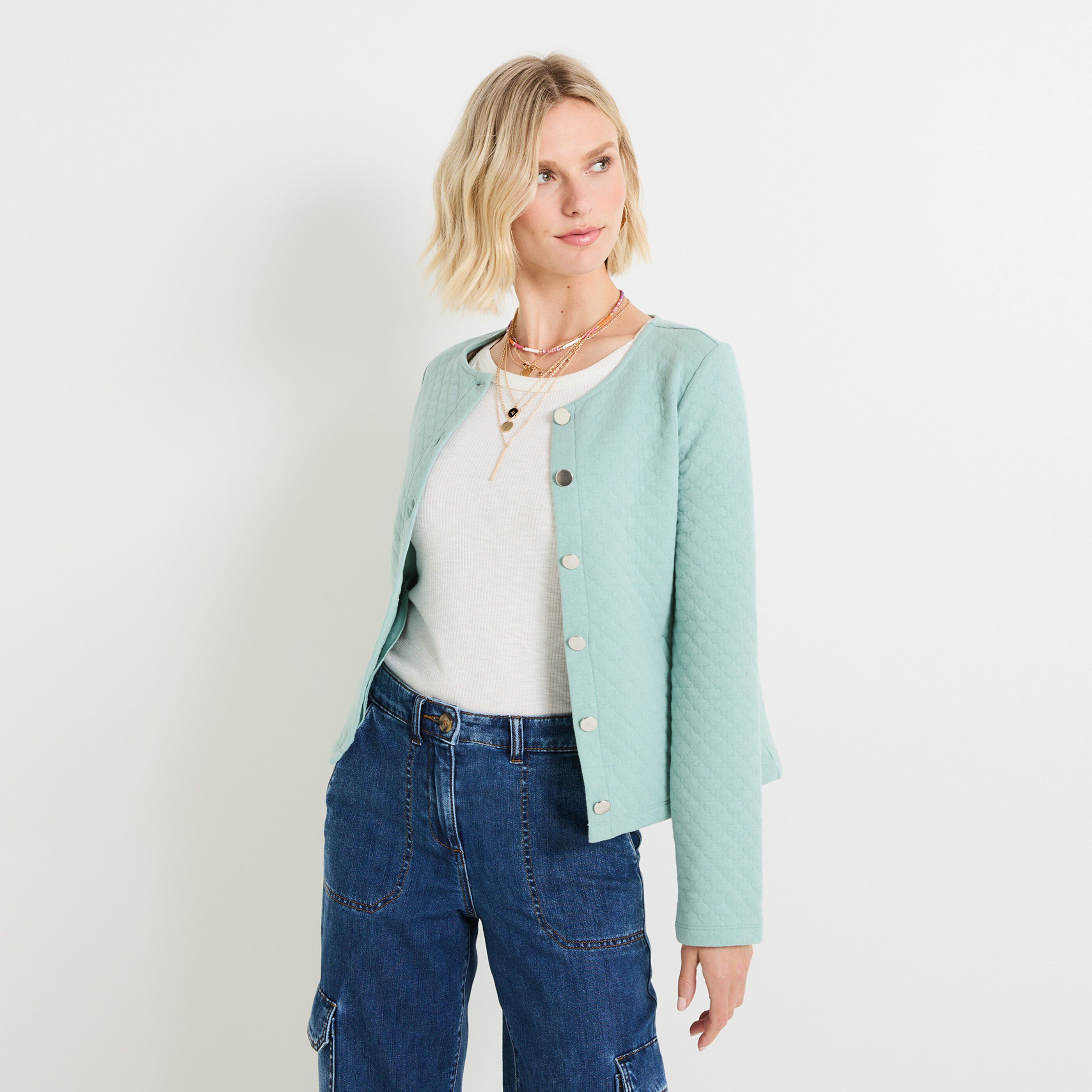 Veste manches longues femme BLEU VERT Graindemalice