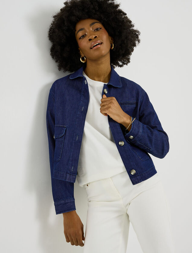 Veste courte en jean femme