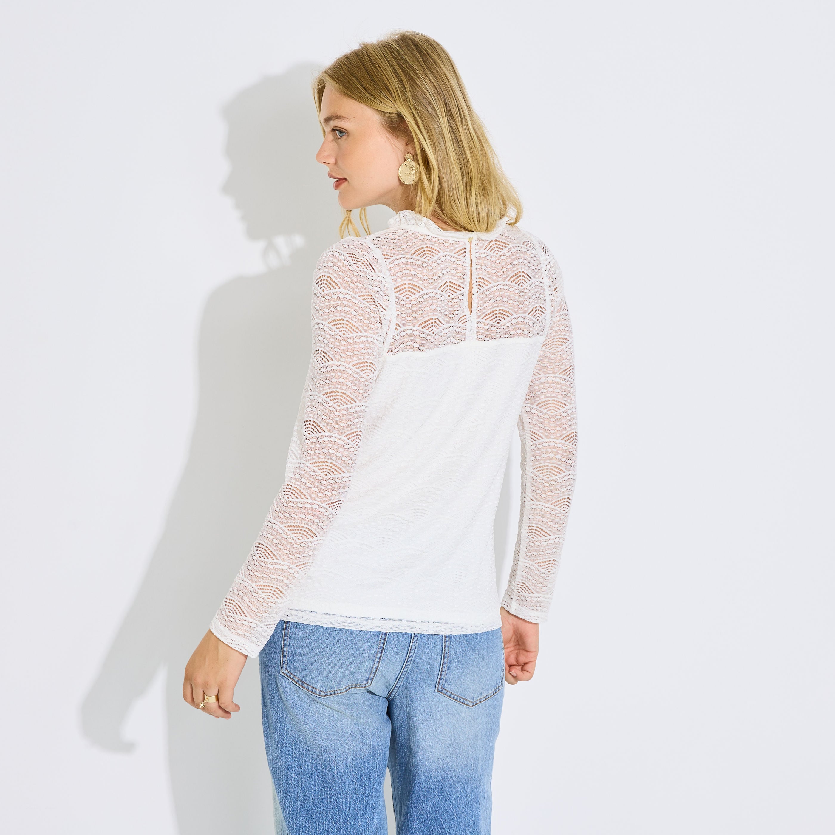 T-shirt col victorien femme
