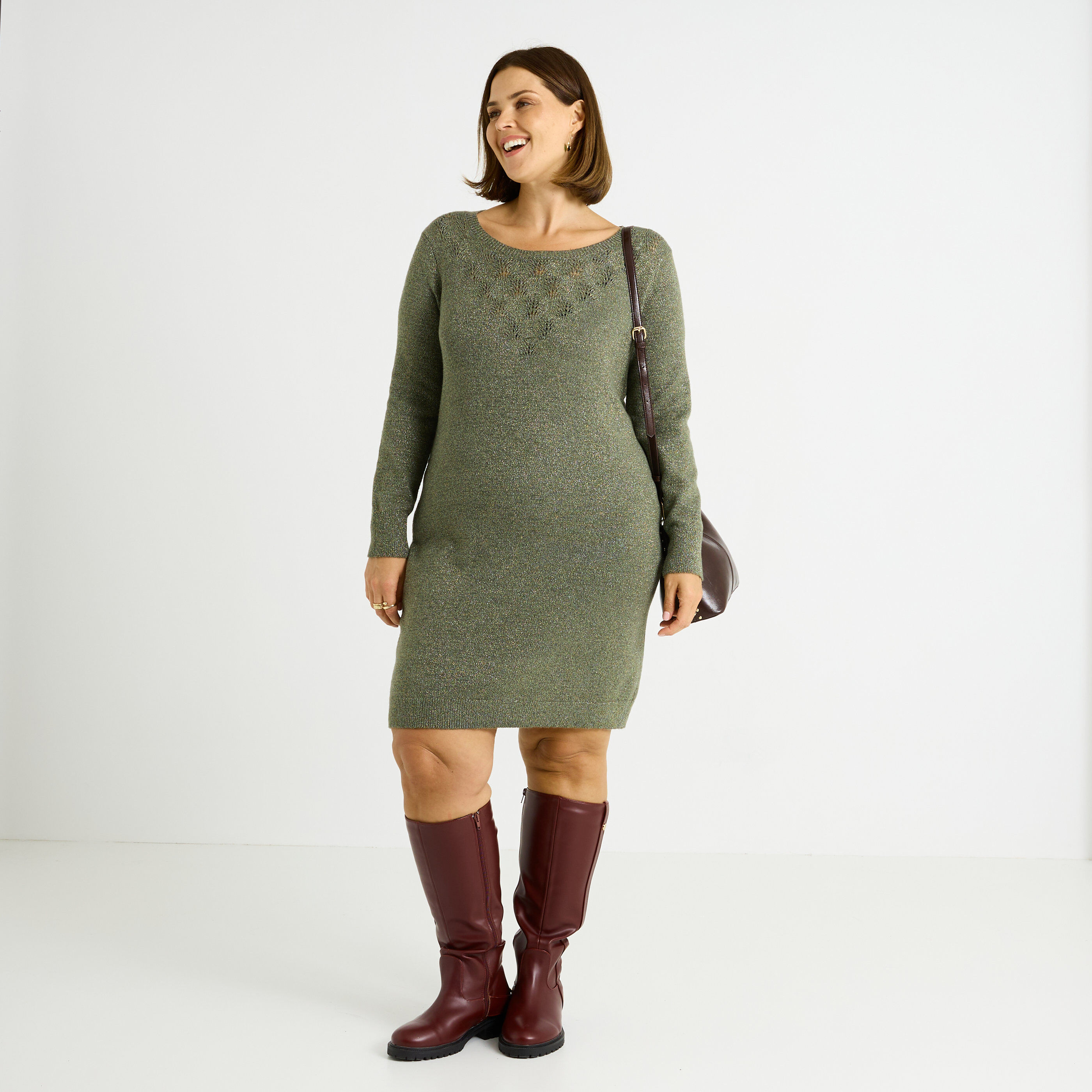 Robe pull fils brillants femme