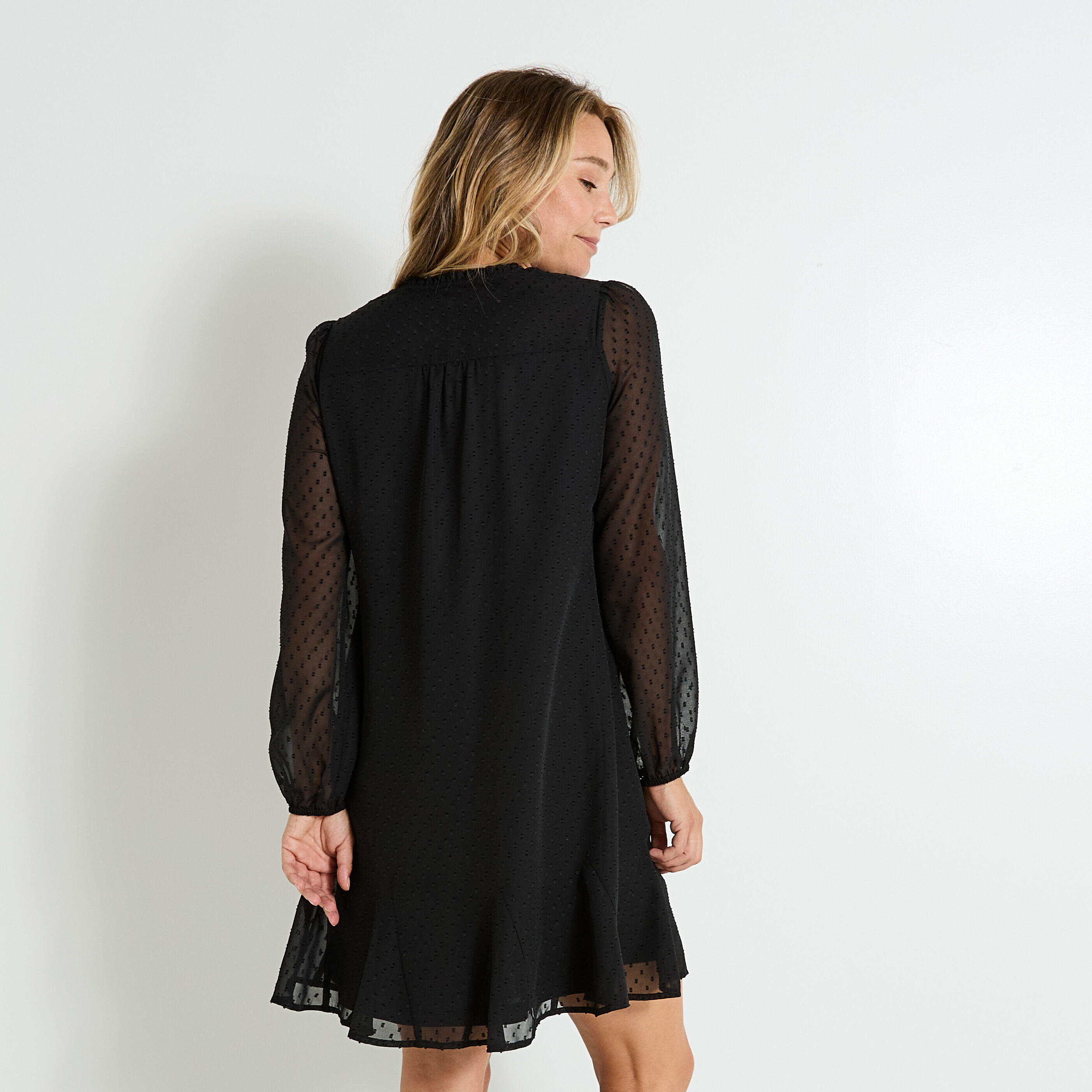 Robe longueur genou en voile textur&eacute; 