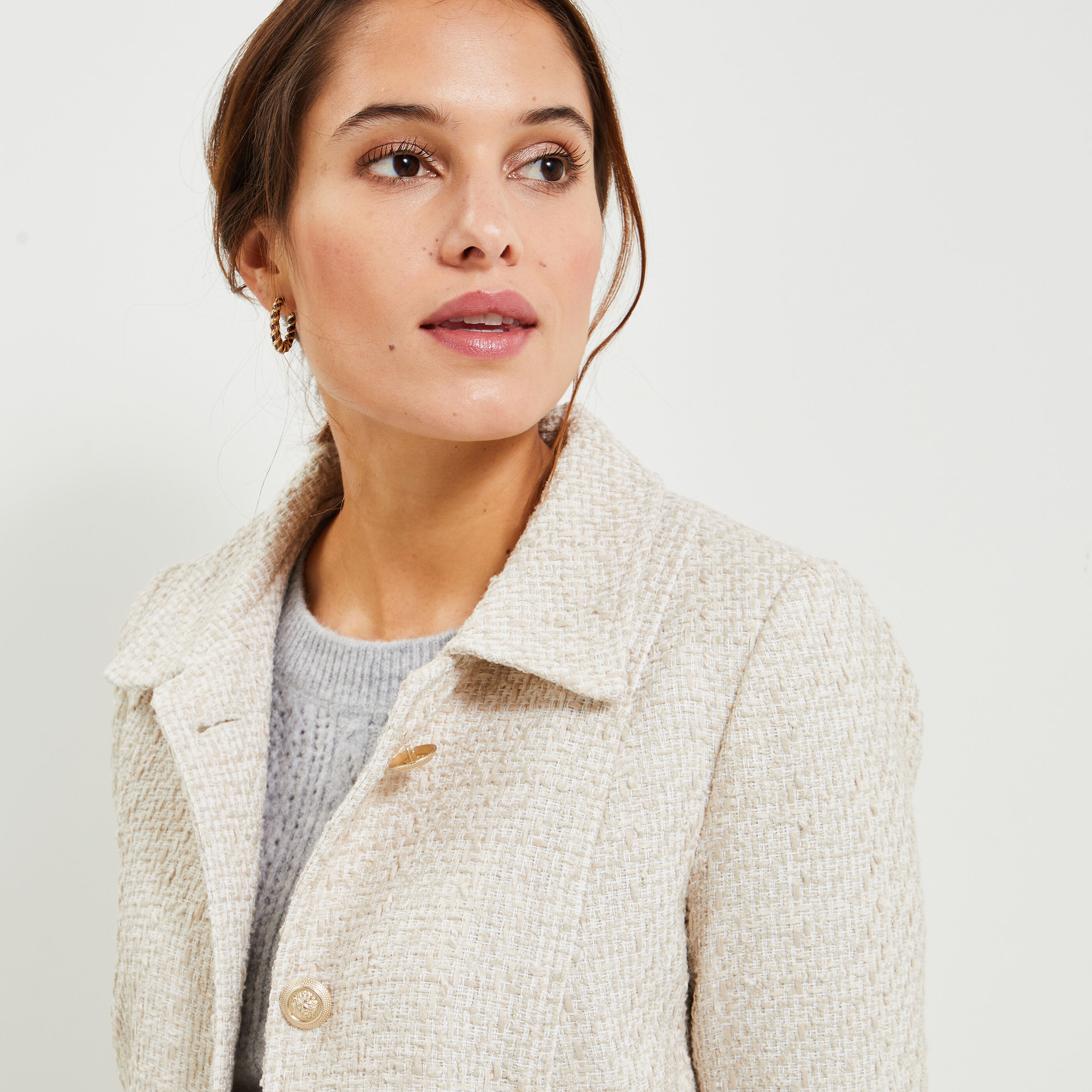 Manteau long tweed femme best sale