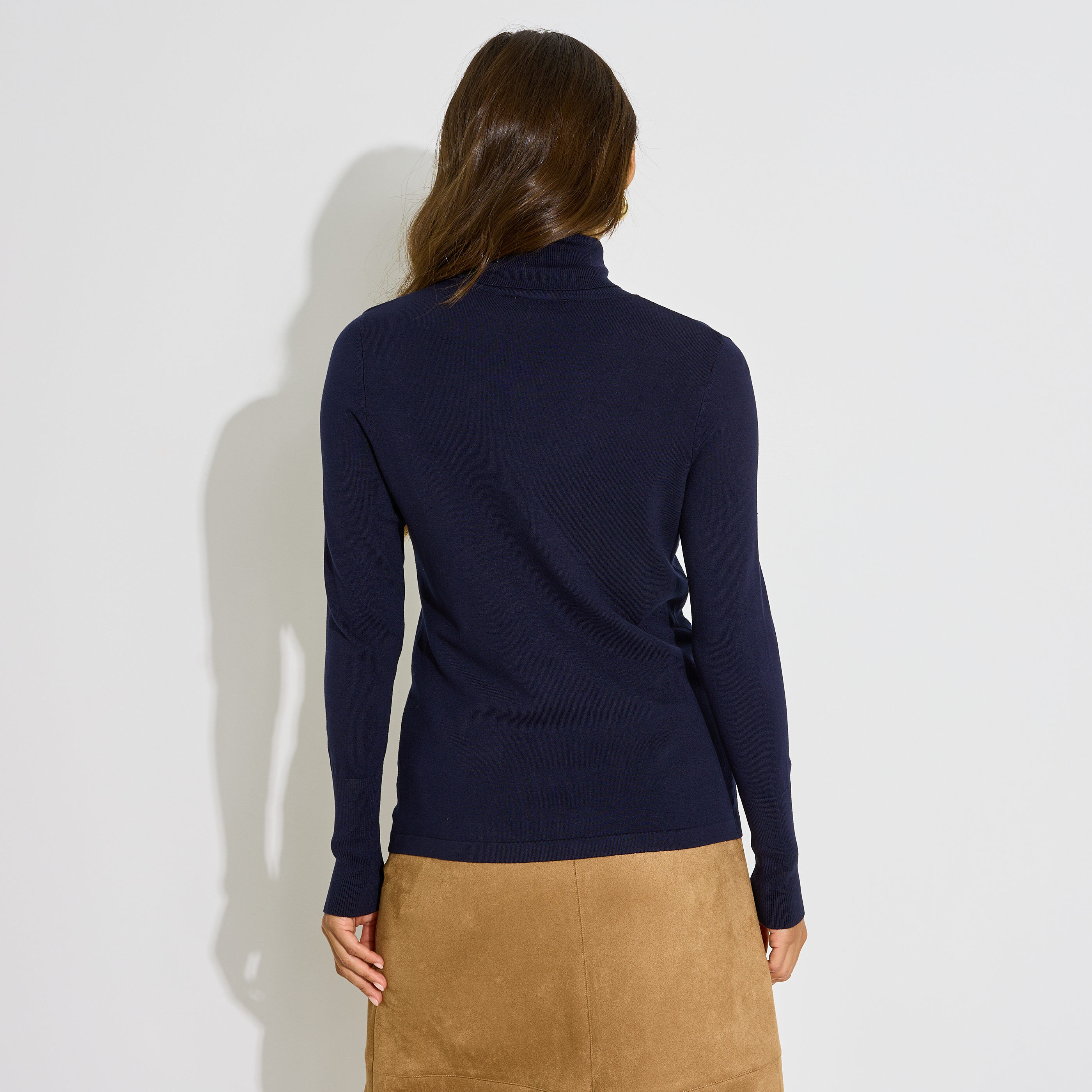 Pull col roul&eacute; maille fine femme
