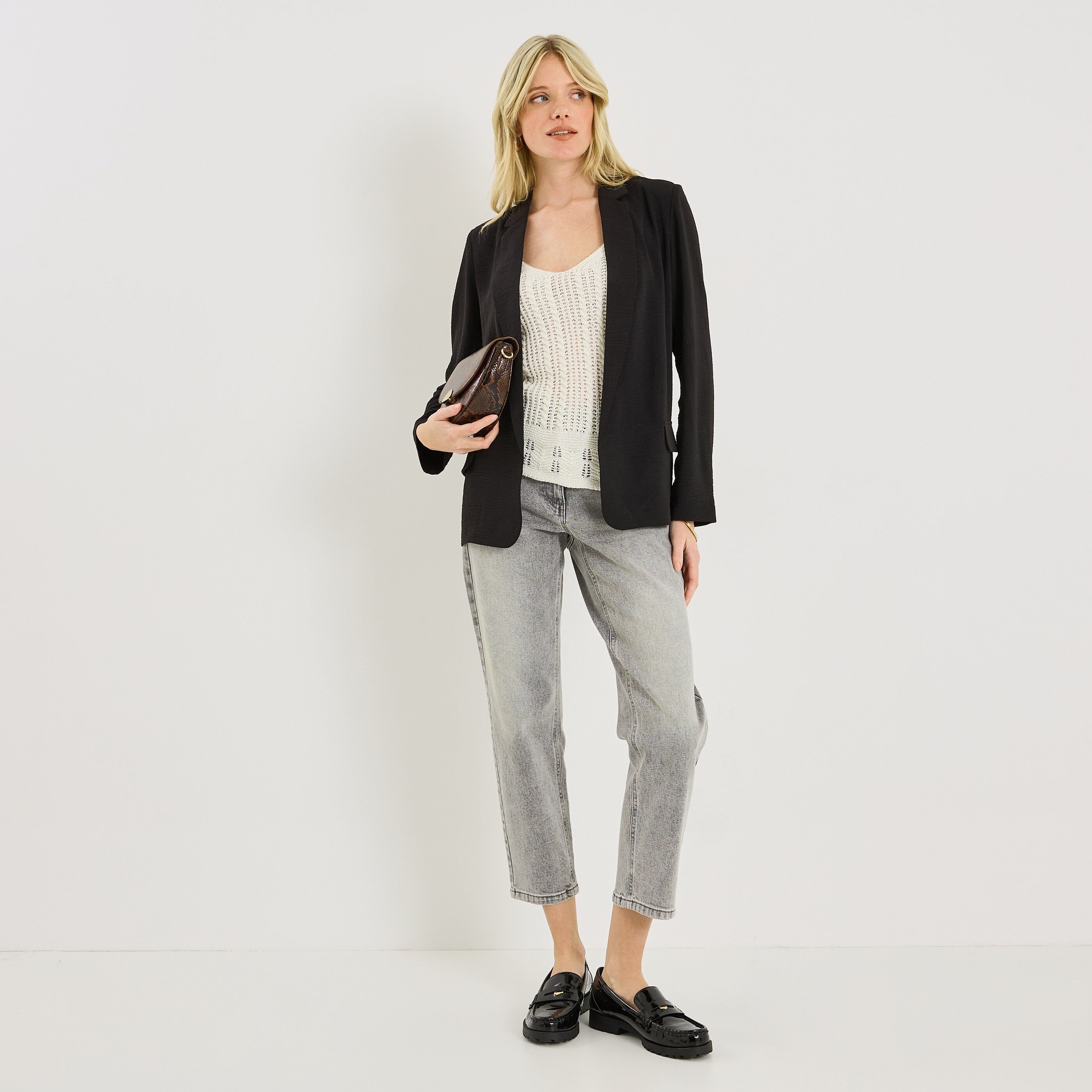 Veste fluide &agrave; col tailleur femme