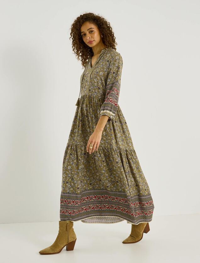Robe boh&egrave;me longue imprim&eacute; floral