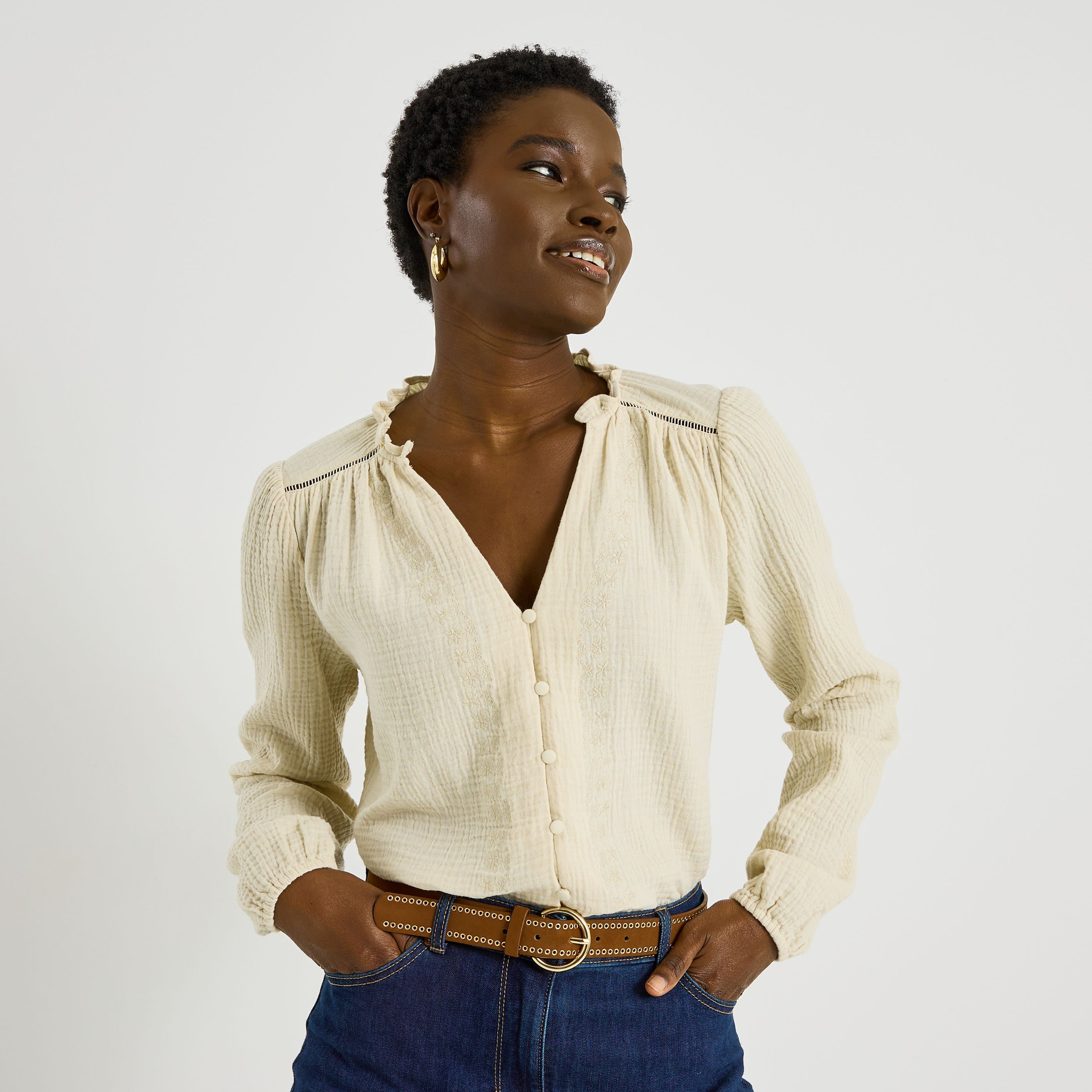 Chemise en gaze de coton femme