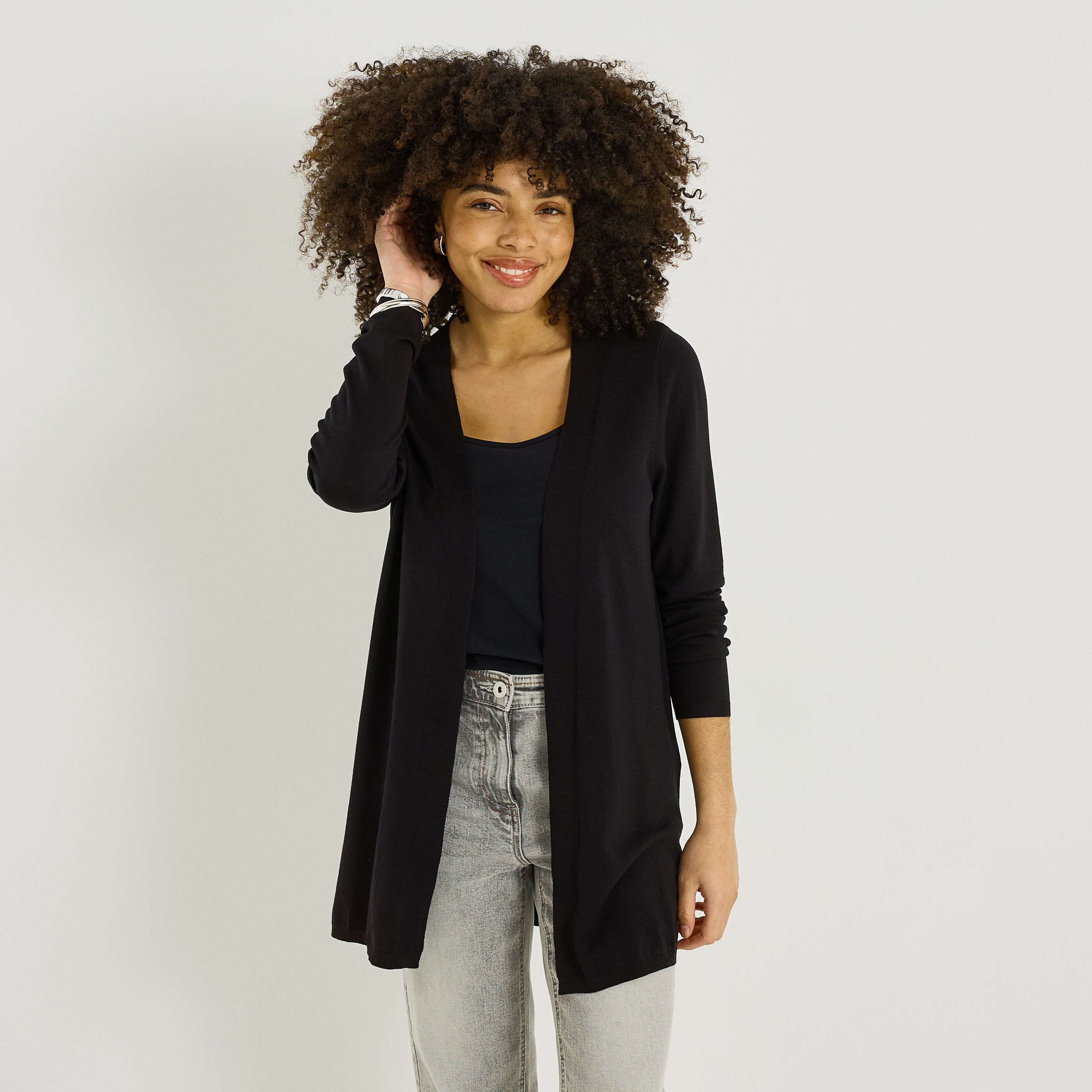 Gilet long uni femme