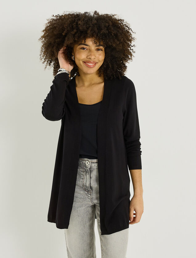 Gilet long uni femme
