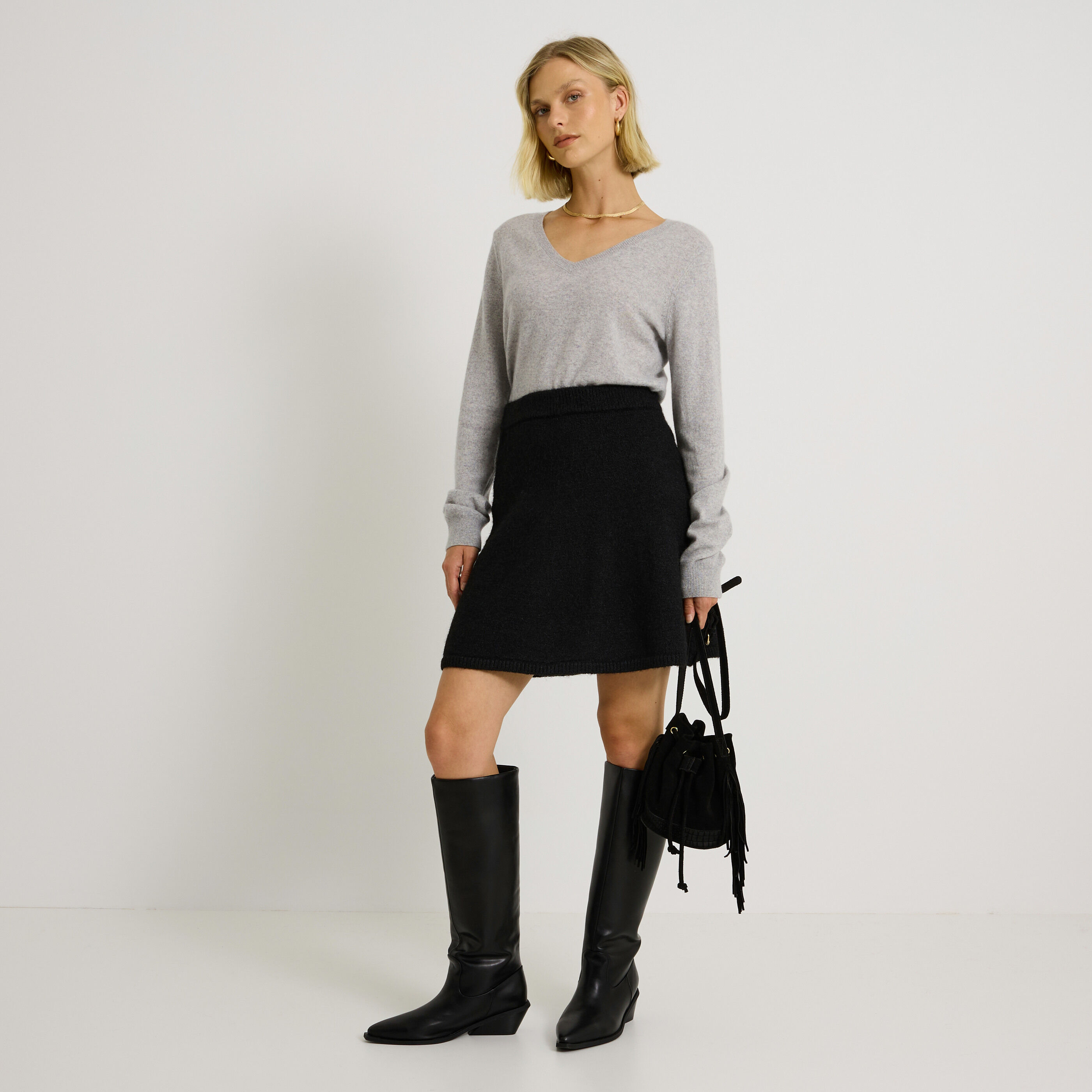 Jupe courte patineuse en maille 