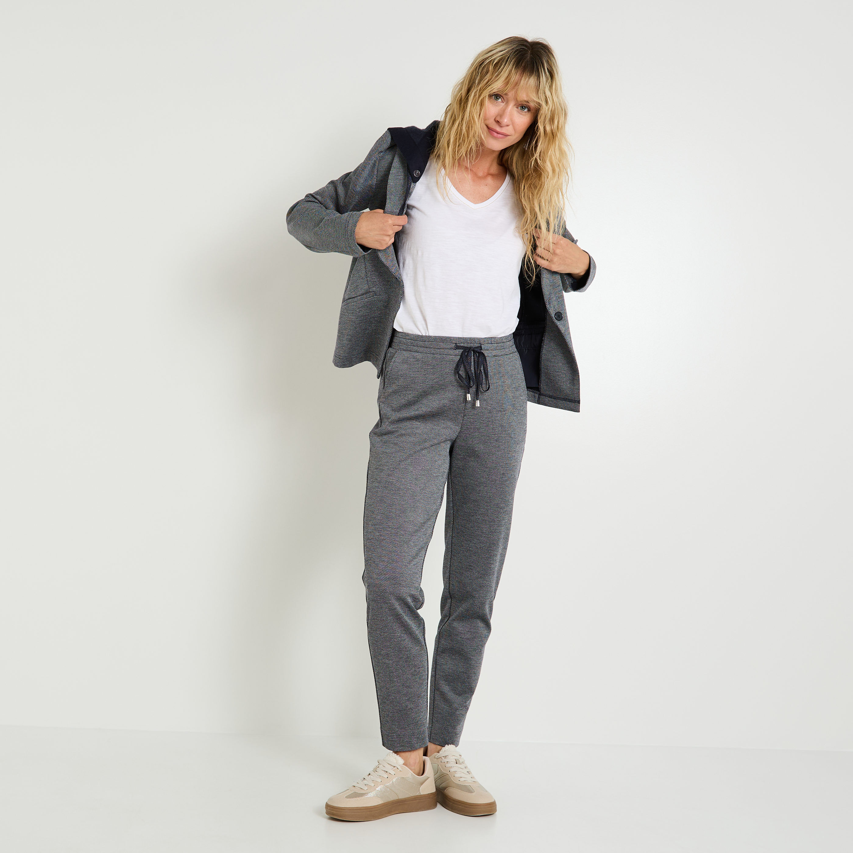 Pantalon cigarette en maille femme