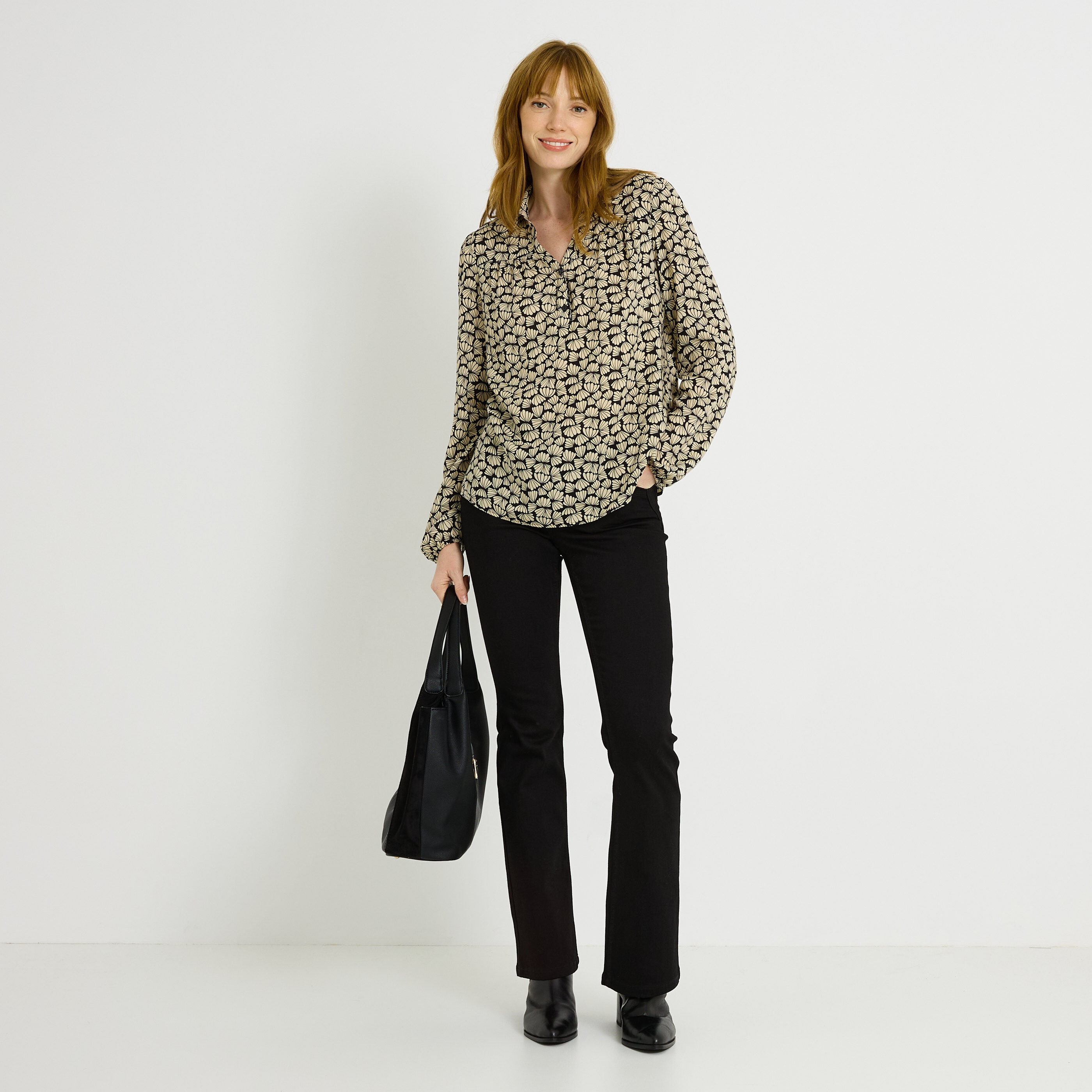 Blouse imprim&eacute; bicolore femme