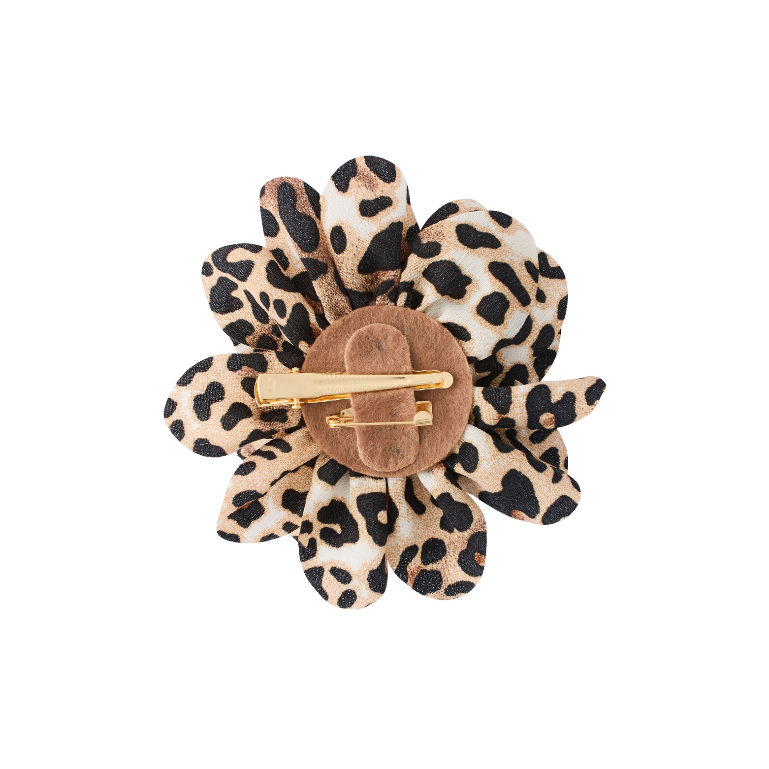 Broche fleur à imprimé léopard