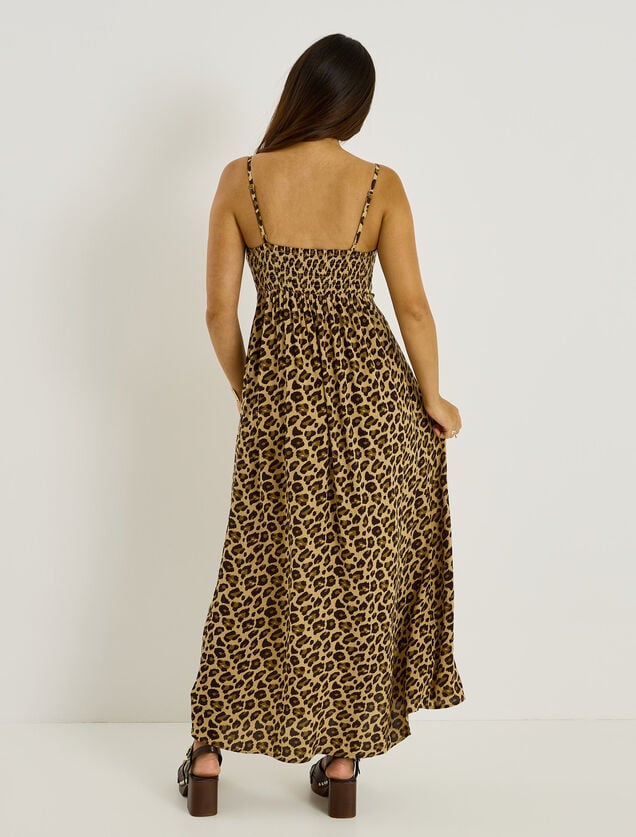Robe longue imprim&eacute;e &agrave; bretelles