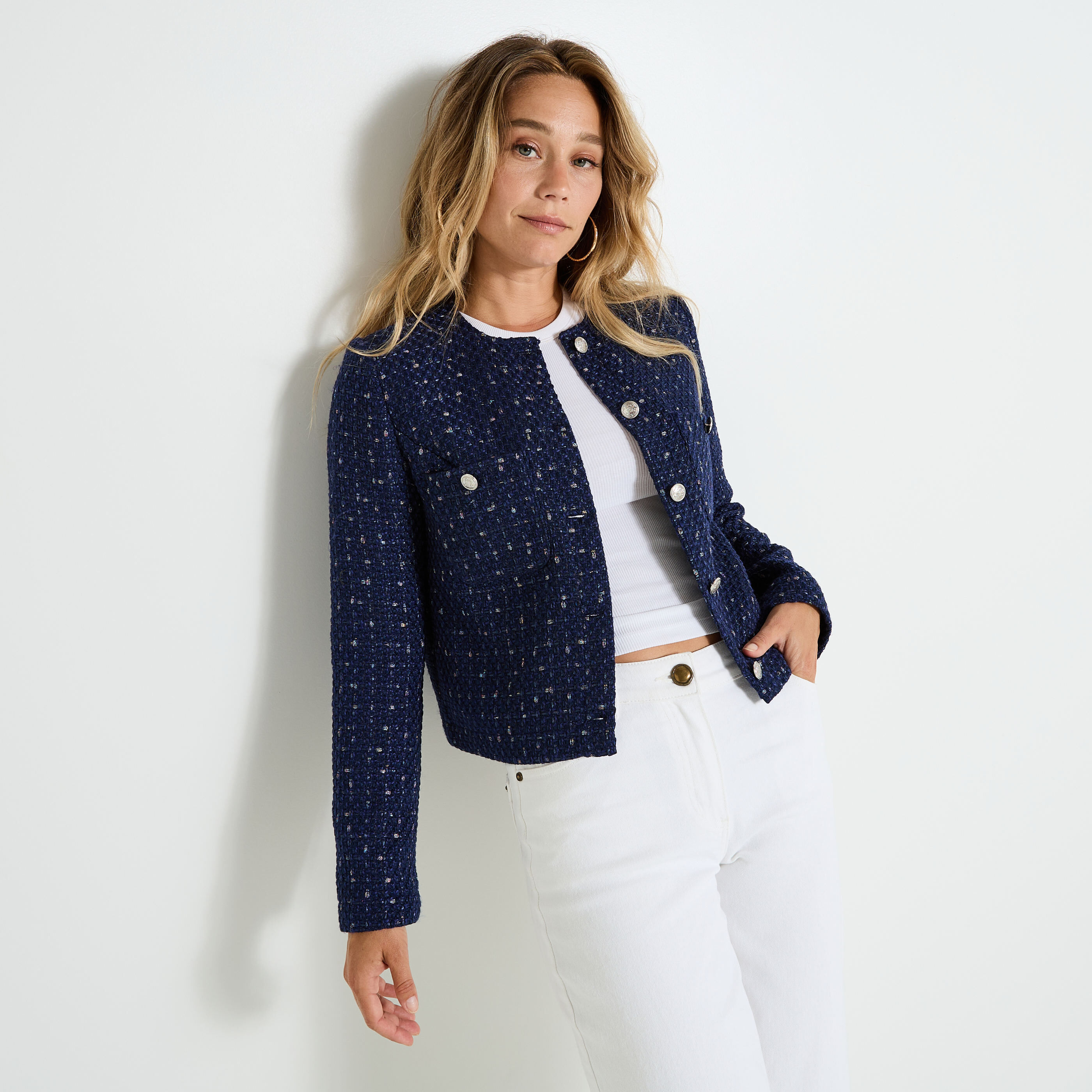 Veste courte en tweed femme