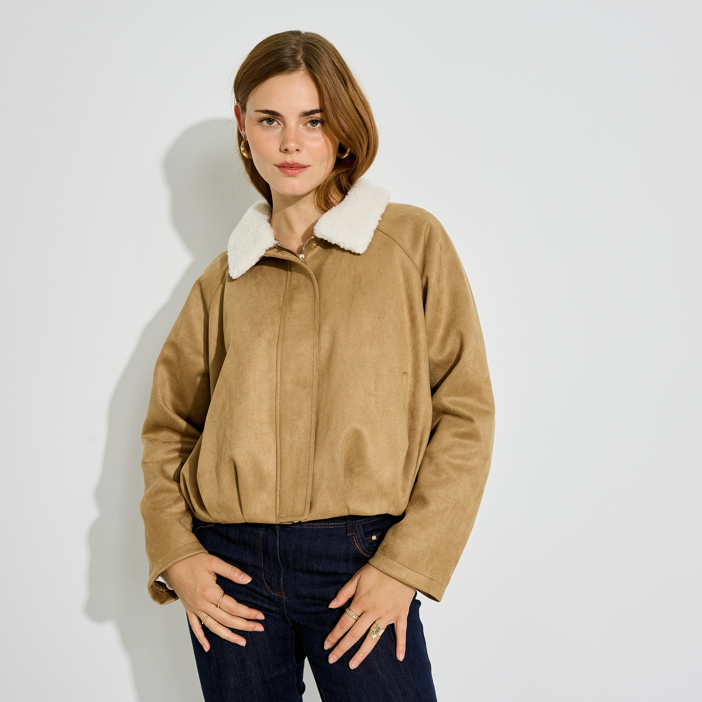 Blouson col amovible femme