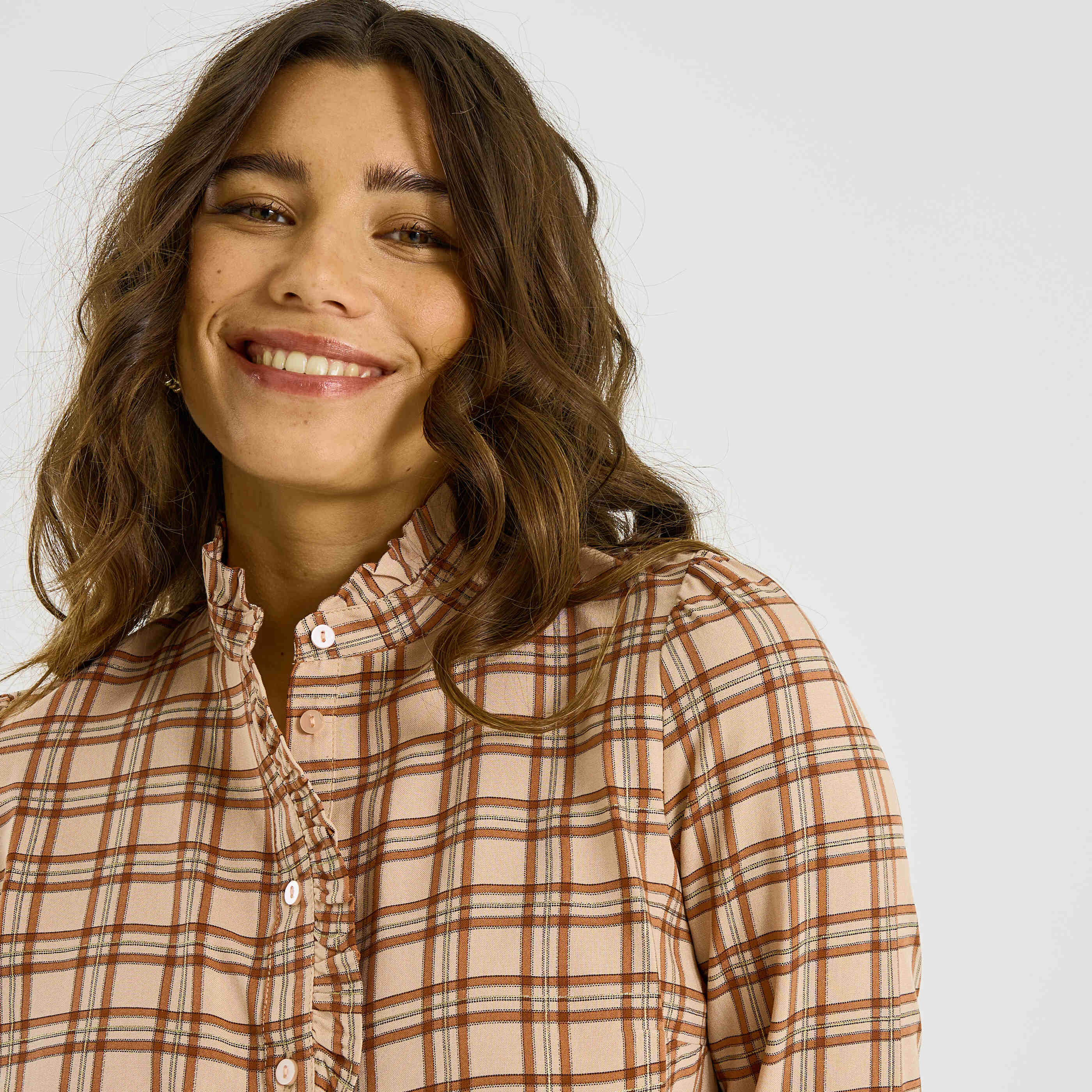 Chemisier &agrave; carreaux femme