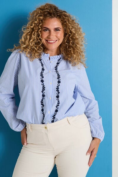 Blouse rayée à col montant femme