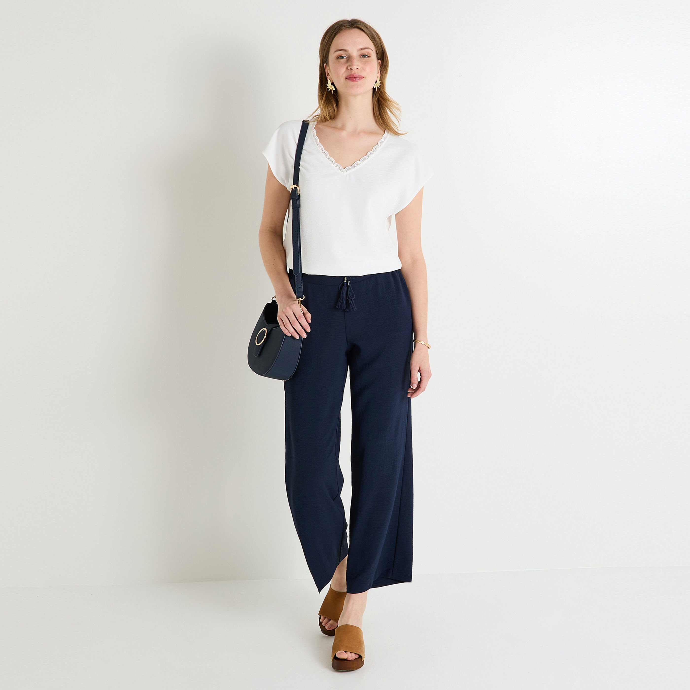 Pantalon large fluide femme