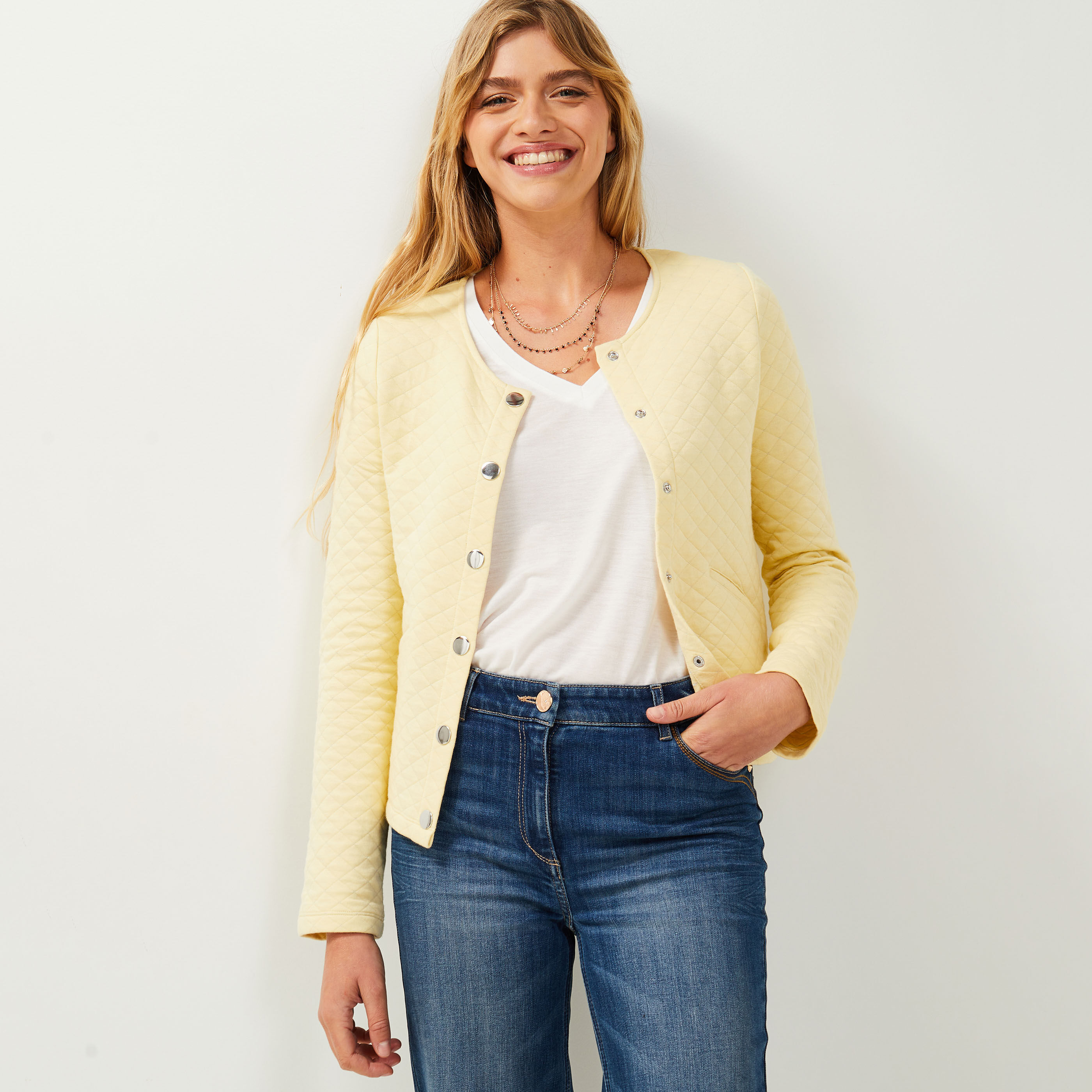 Veste matelassee femme JAUNE Graindemalice