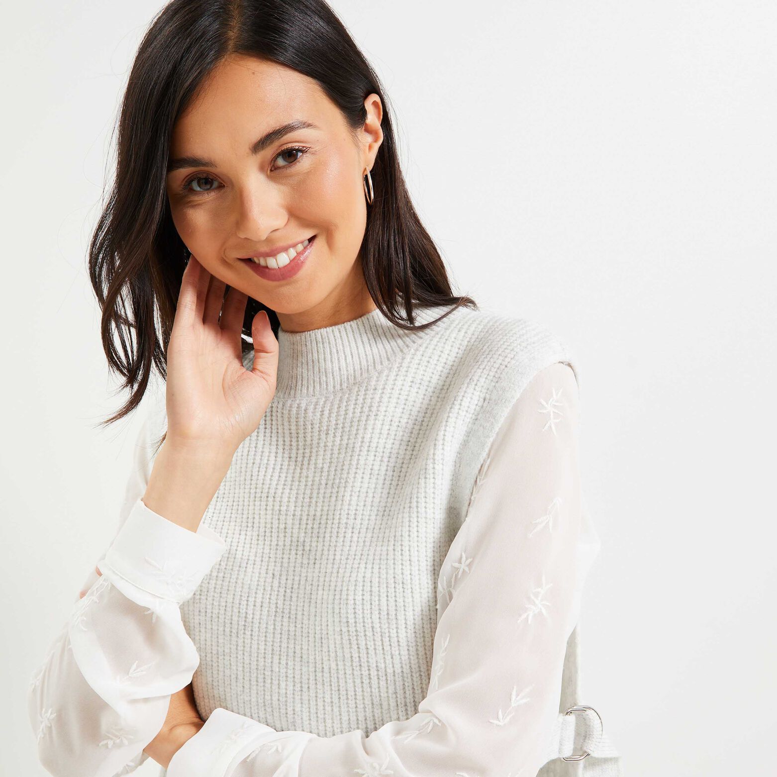 Pull sans manches ouverture femme