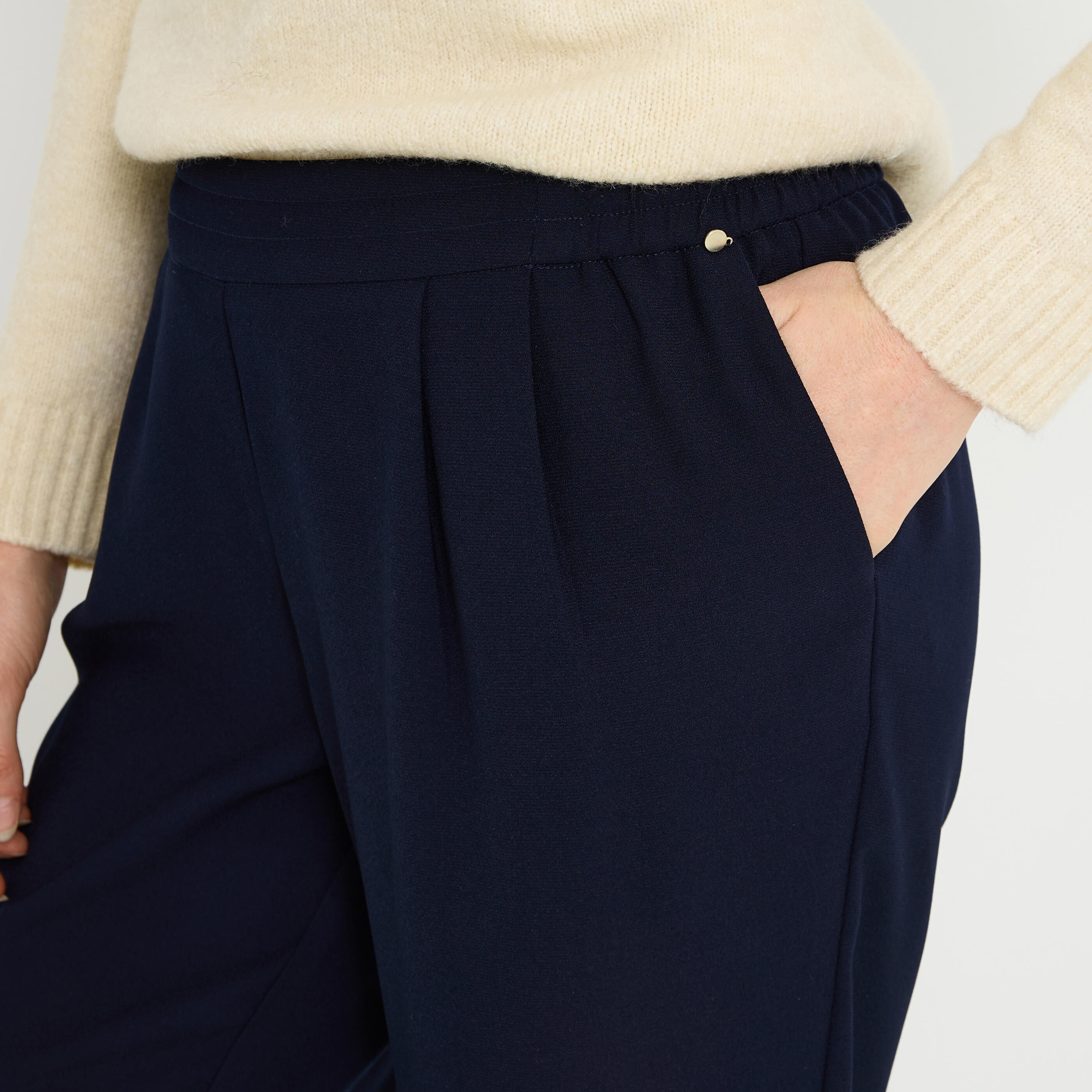 Pantalon fluide taille &eacute;lastiqu&eacute;e femme