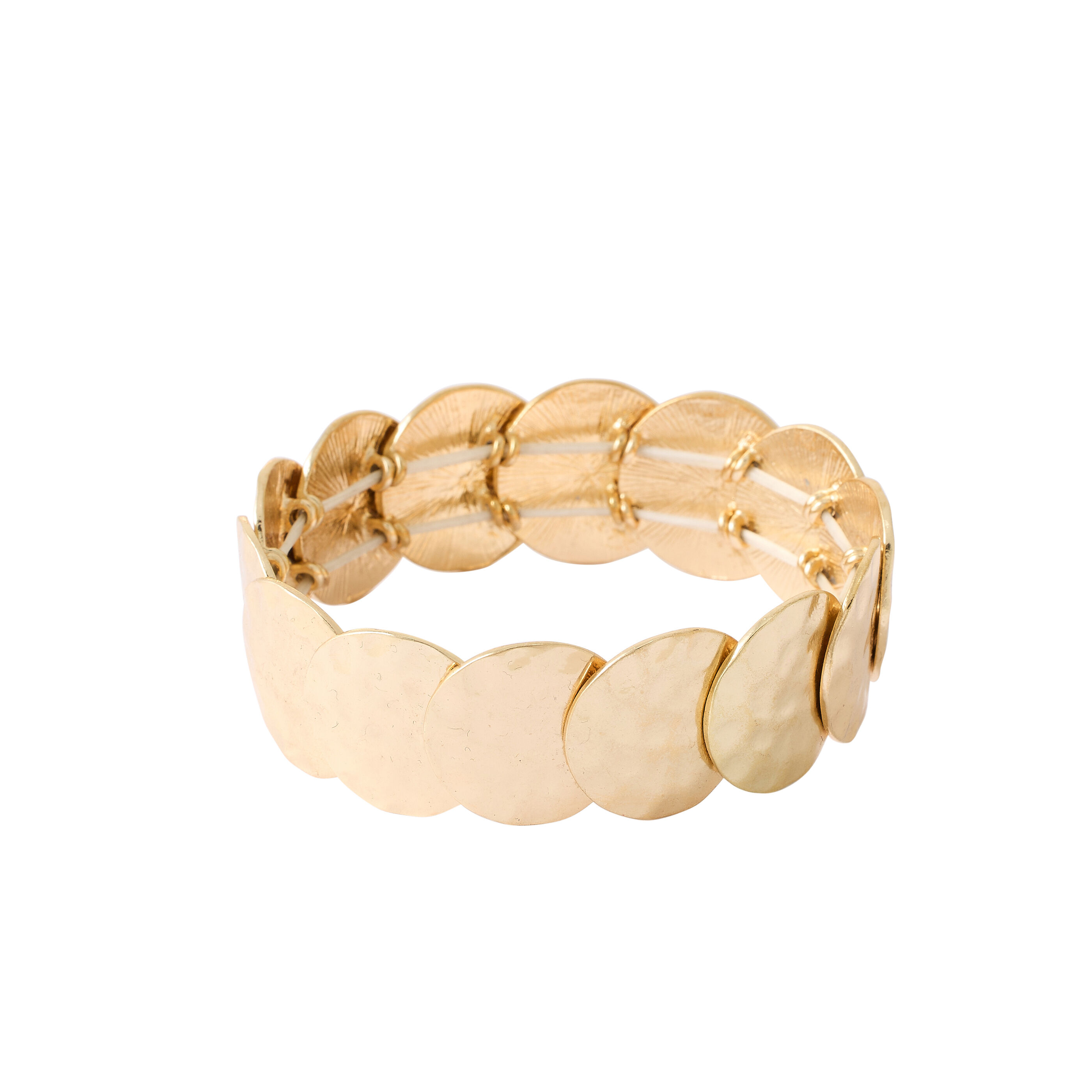 Bracelet m&eacute;dailles textur&eacute;es dor&eacute;es