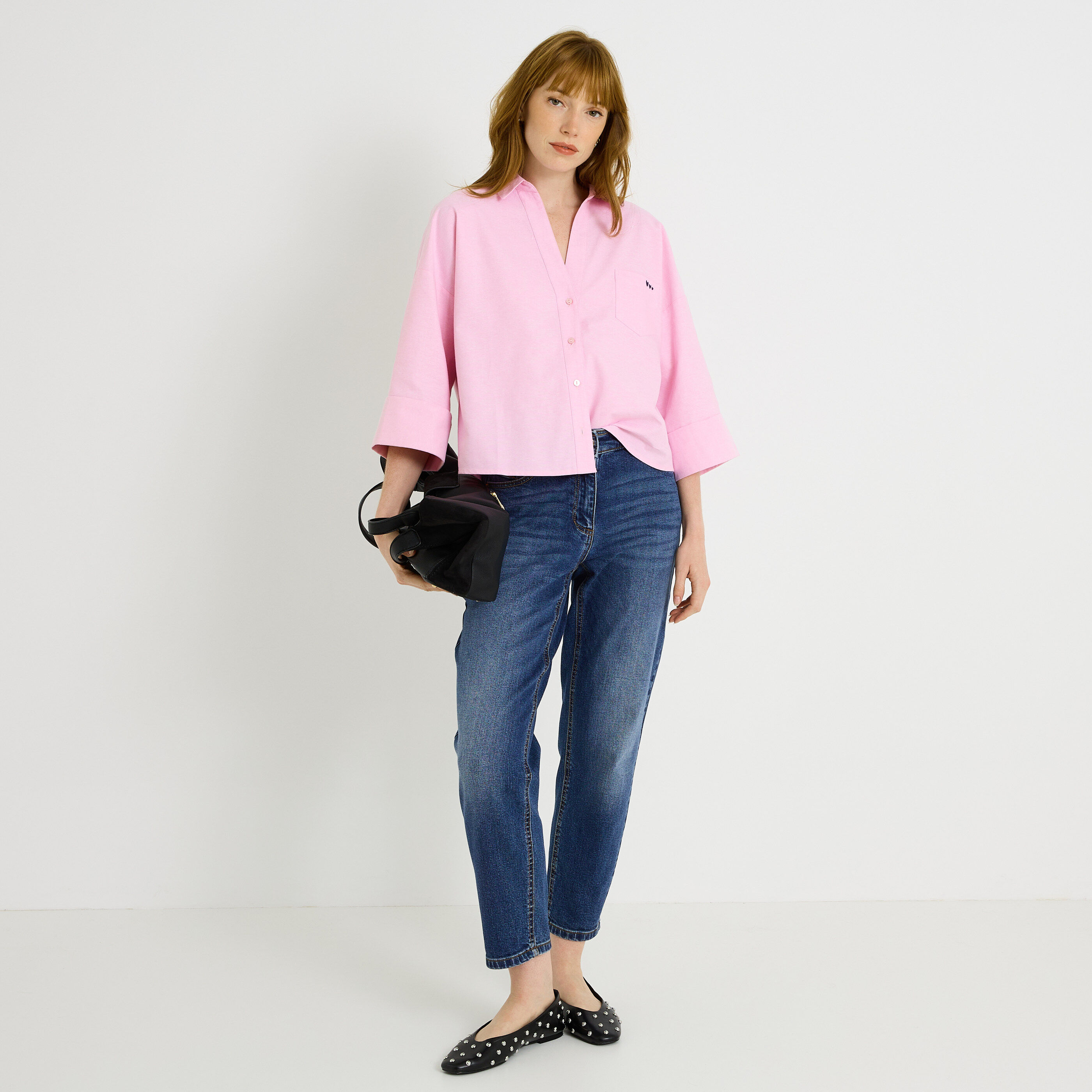 Chemise c&oelig;urs brod&eacute;s femme