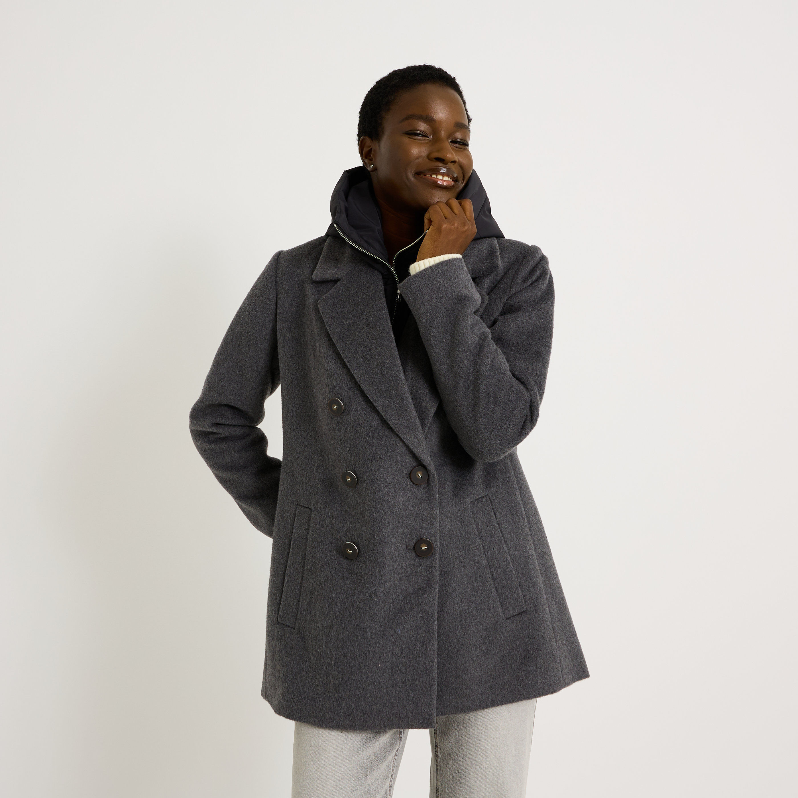 Manteau &agrave; capuche amovible femme