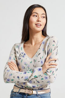 Pull fleuri femme