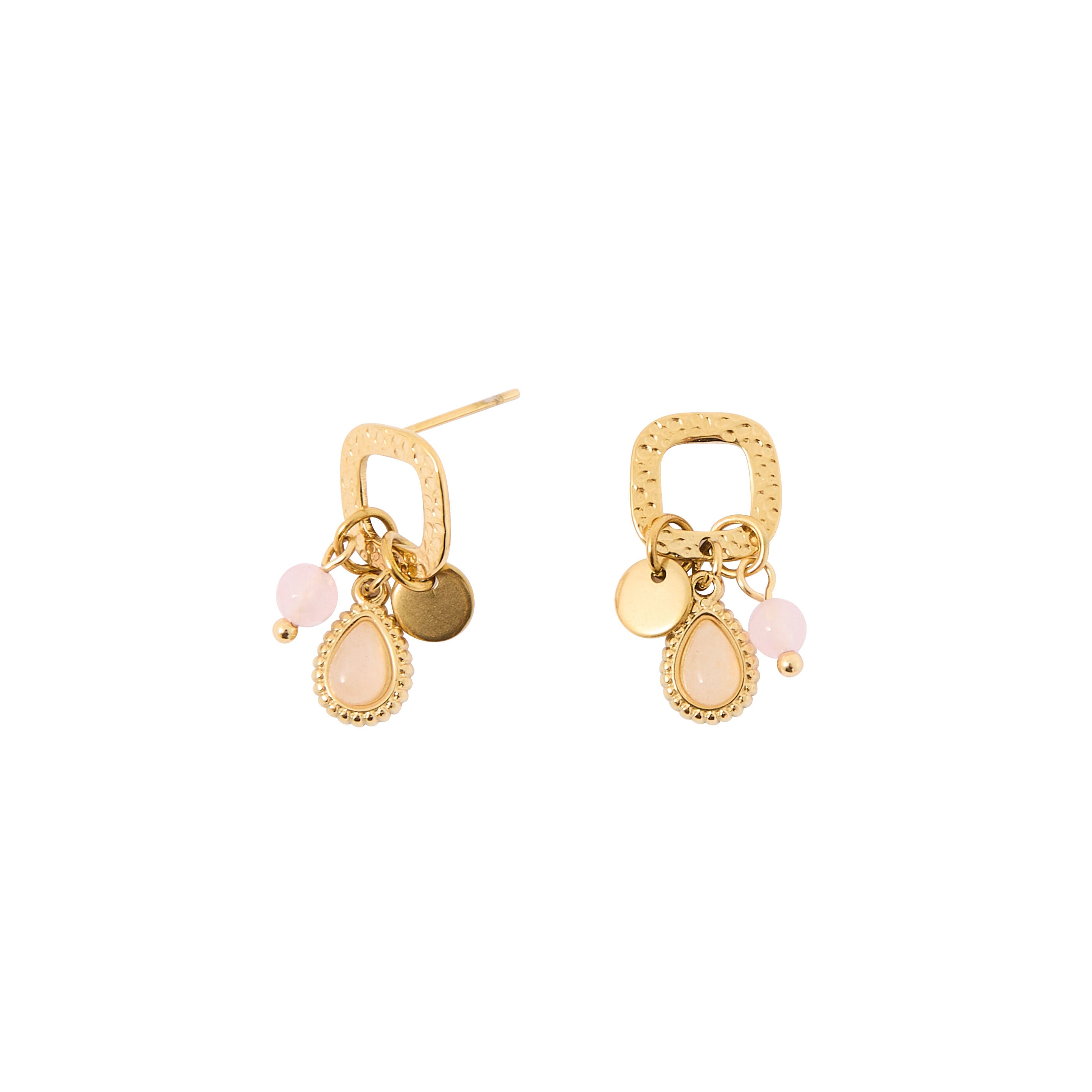 Boucles carr&eacute;es martel&eacute;es et pierres