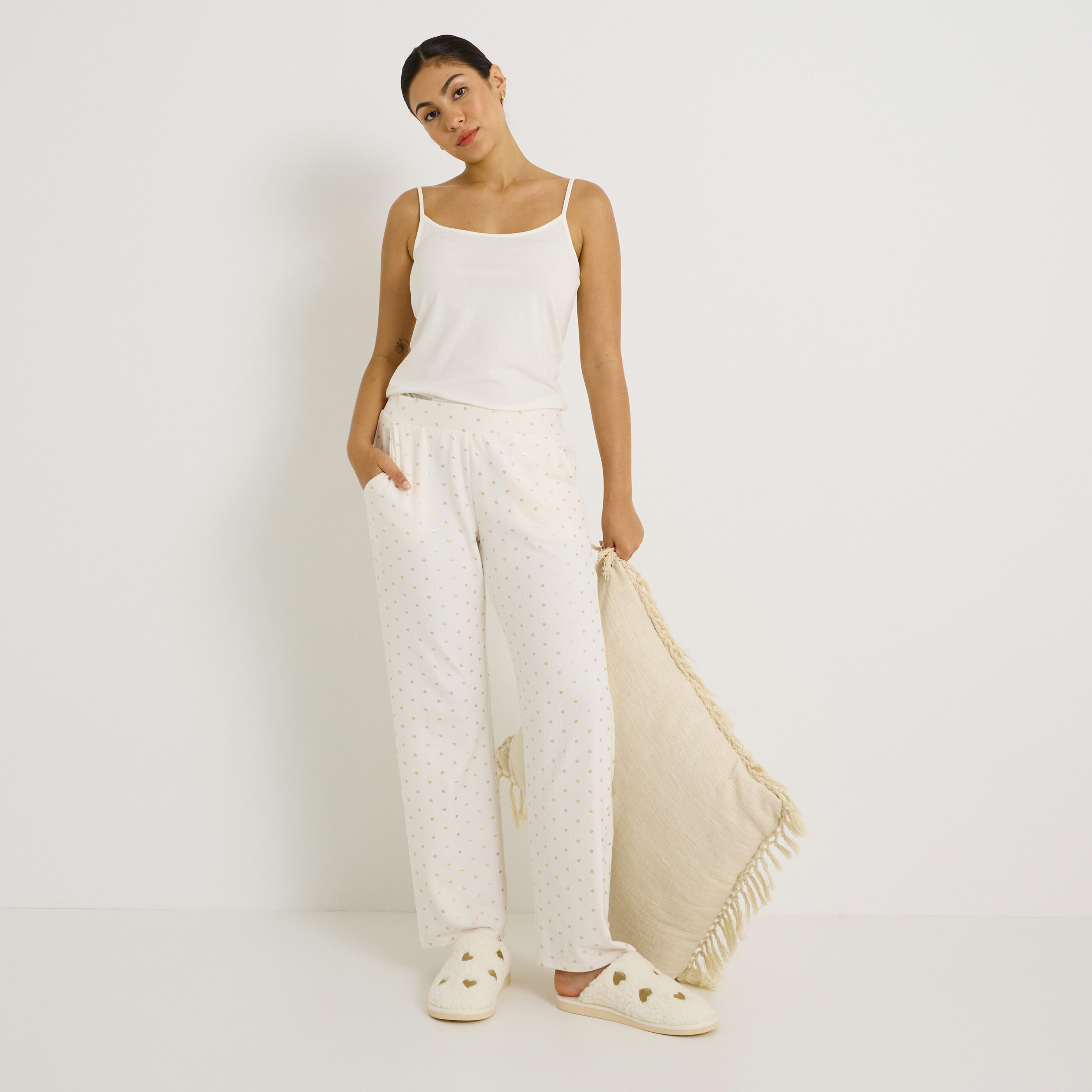 Pantalon de pyjama imprim&eacute; &agrave; pois femme