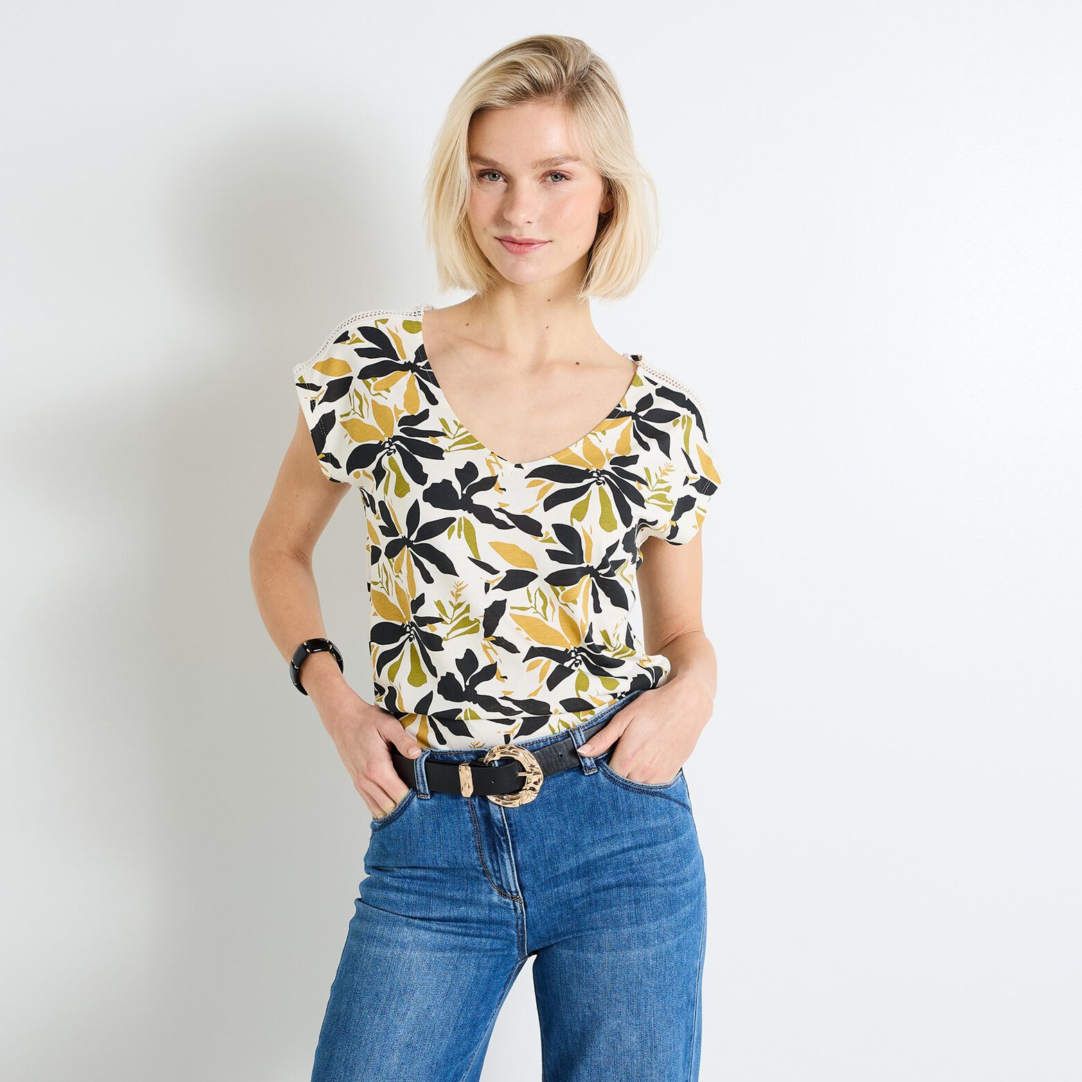 T-shirt col V femme