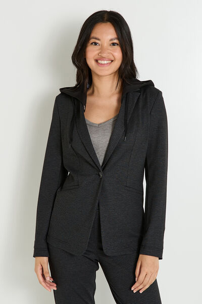 Blazer en maille capuche amovible femme