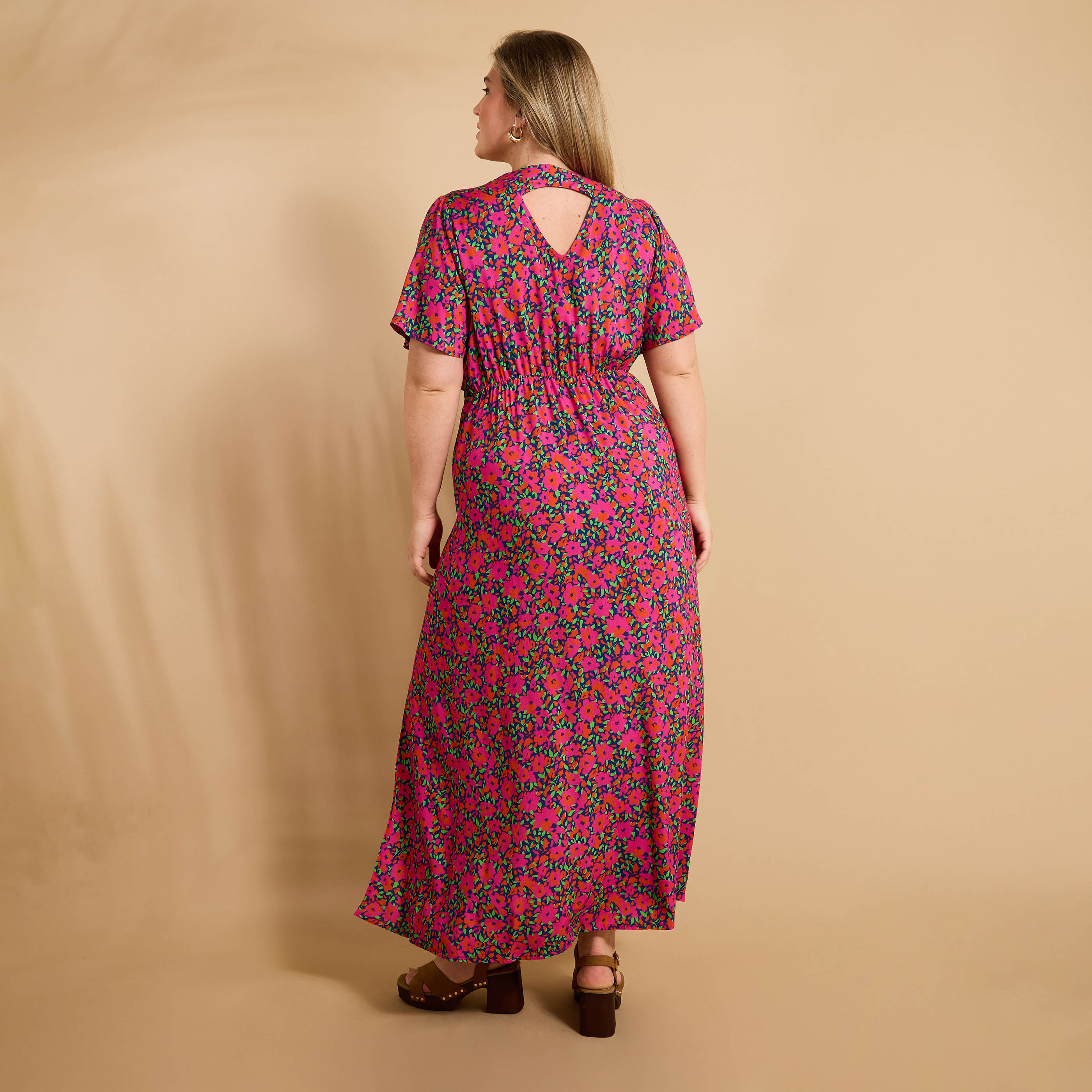 Robe longue imprim&eacute;e femme