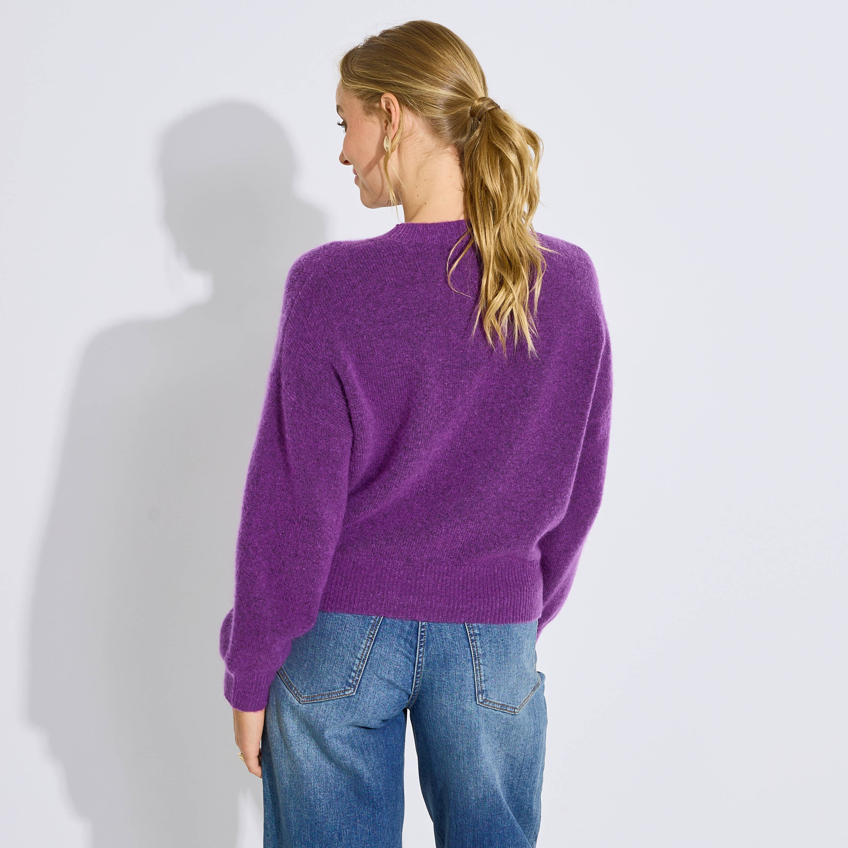 Pull col rond maille moelleuse femme