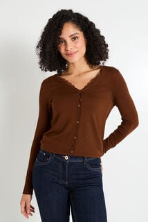 Gilet col V ajouré femme