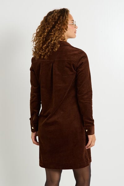 Robe velours col chemise