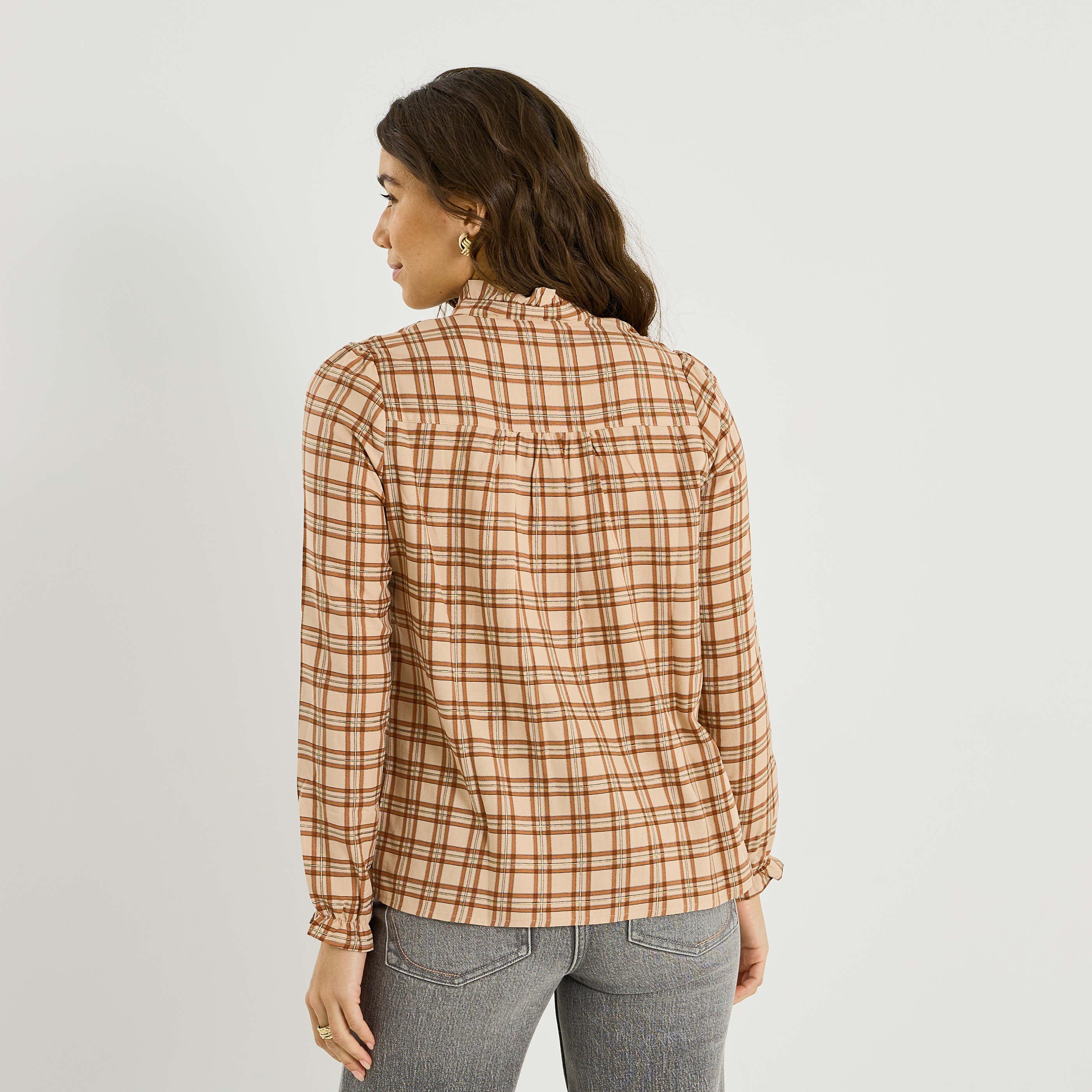 Chemisier &agrave; carreaux femme